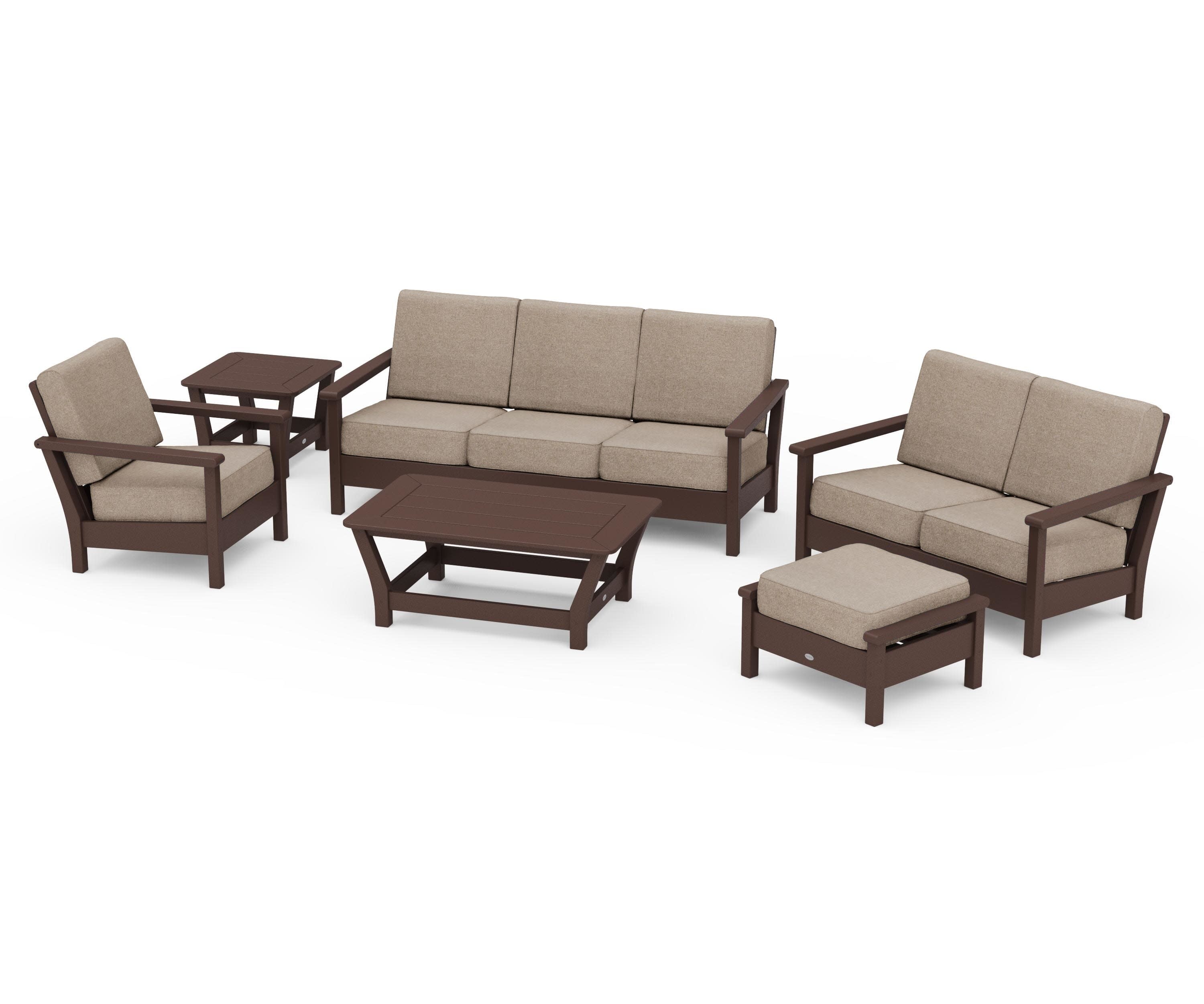Harbour 6-Piece Outdoor Living Set in Mahogany / Spiced Burlap
