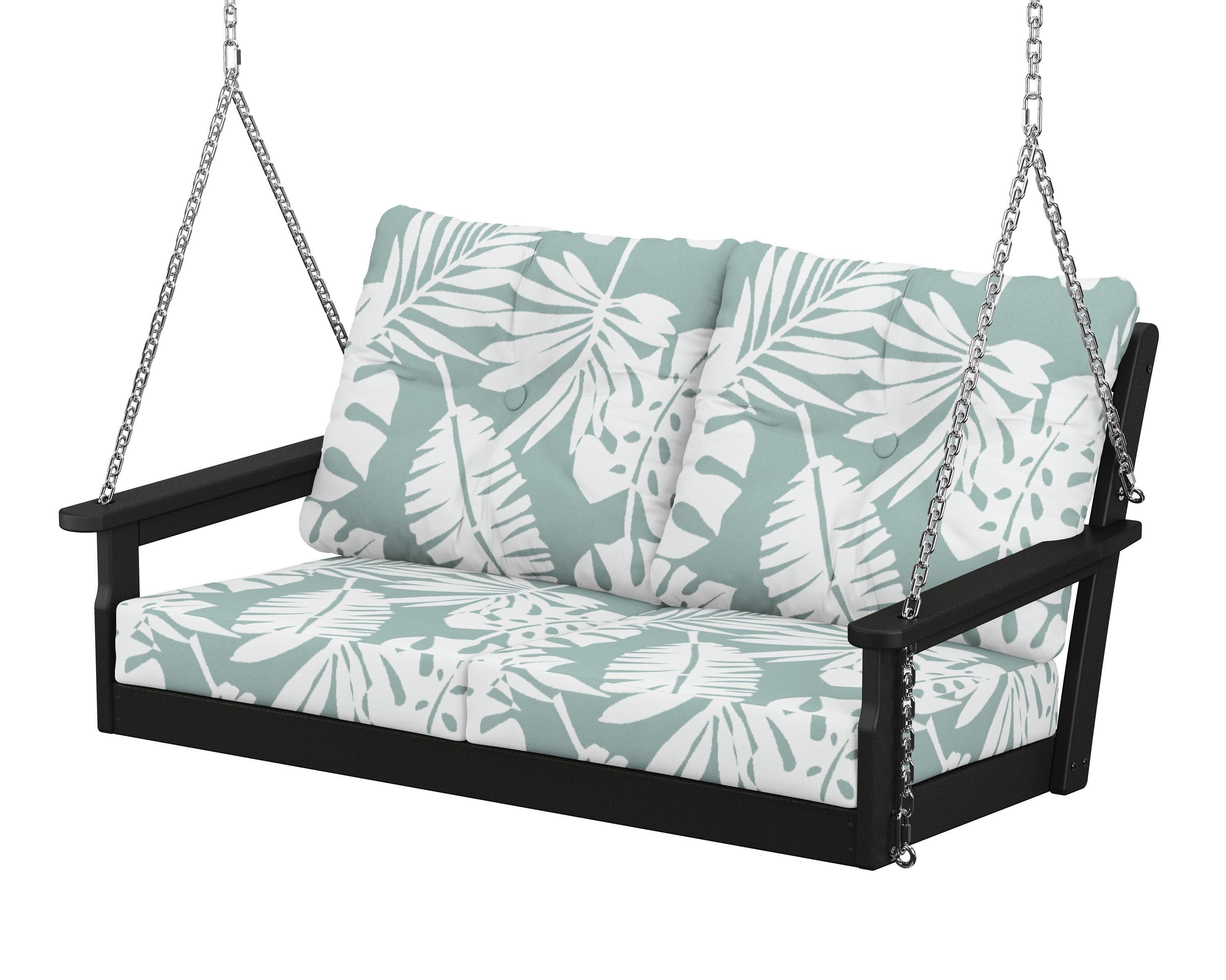 Vineyard Deep Seating Swing in Black / Leaf Glacier Spa