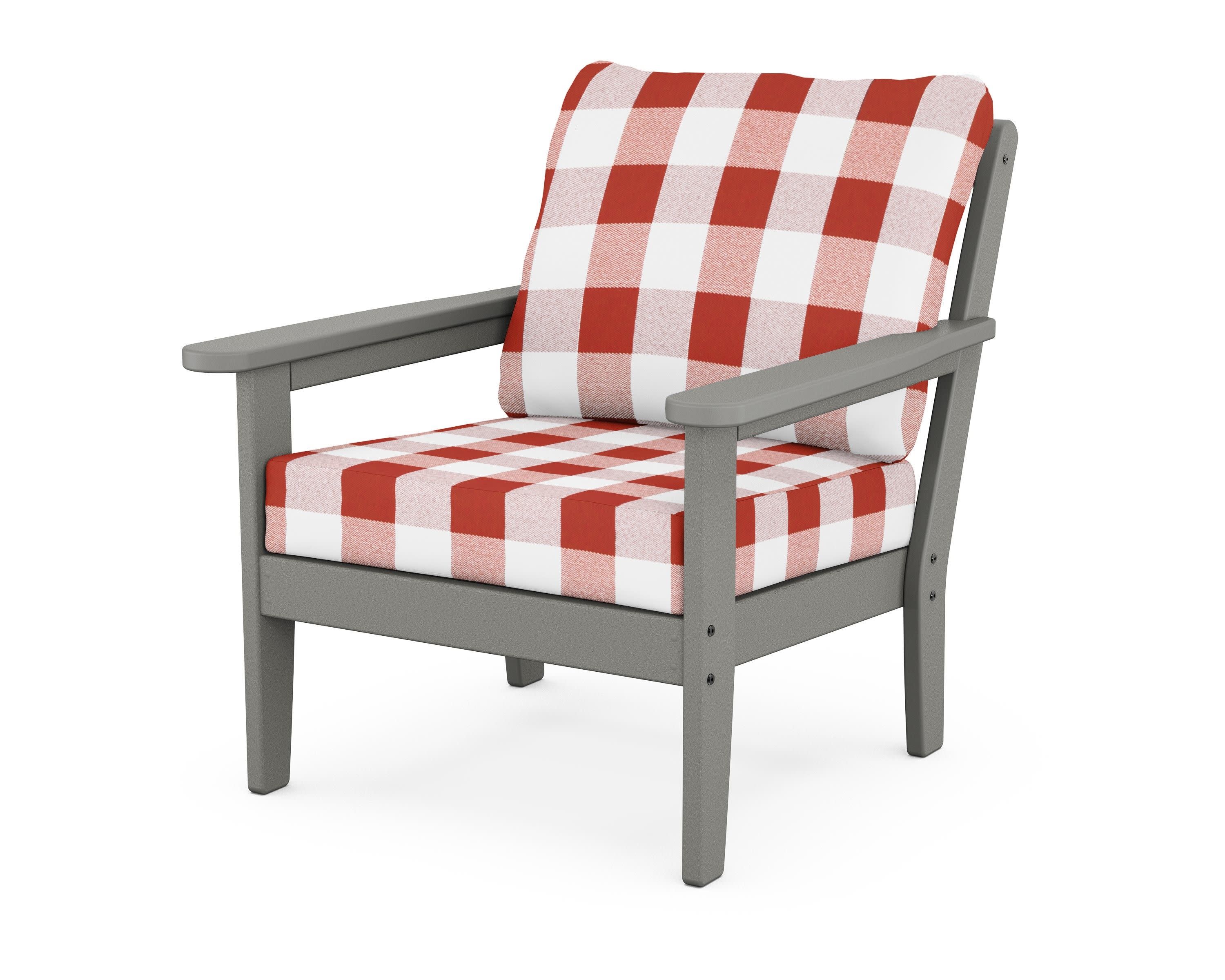 Cottage Deep Seating Chair in Slate Grey / Buffalo Plaid Crimson