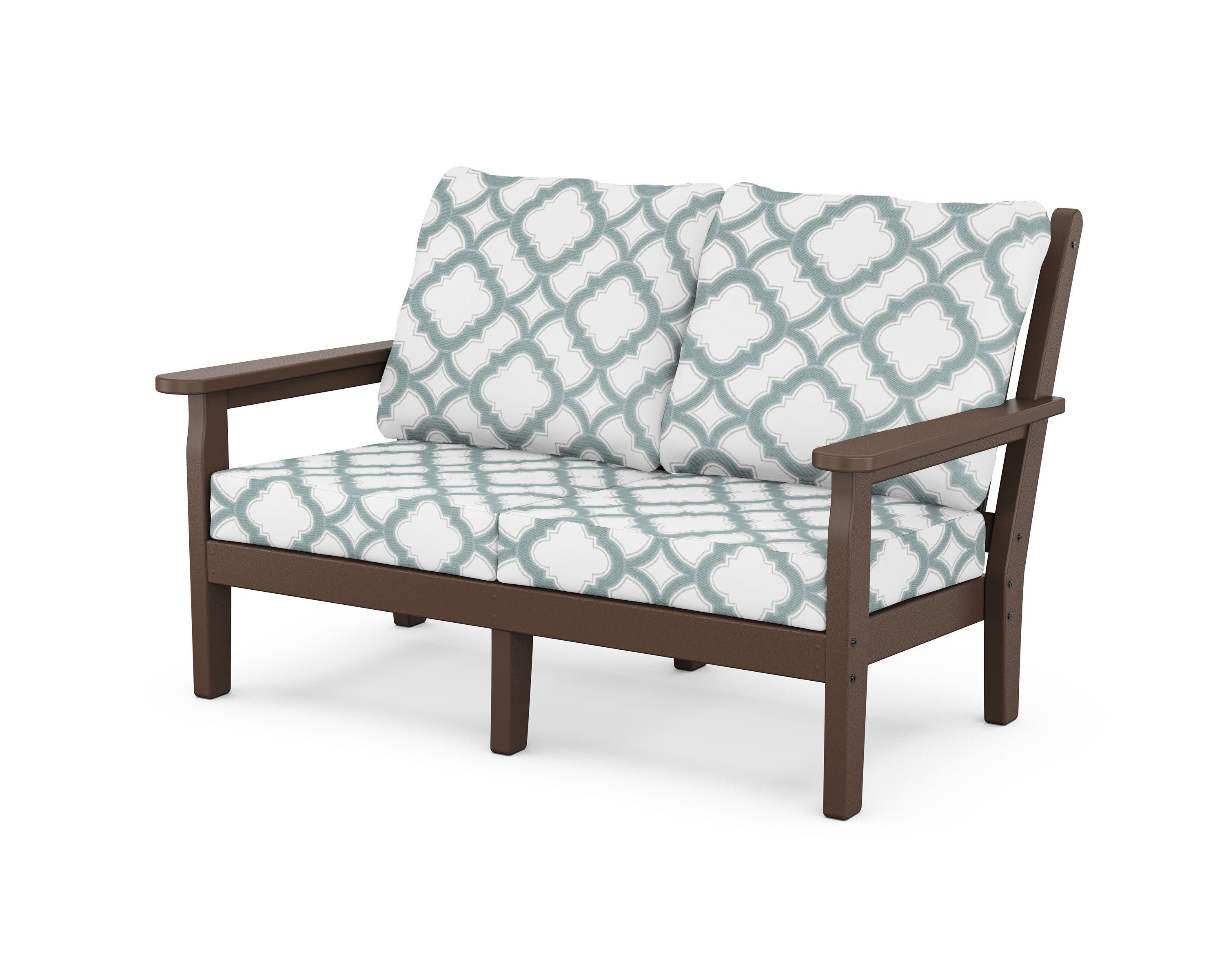 Chippendale Deep Seating Loveseat in Mahogany / Trellis Glacier Spa