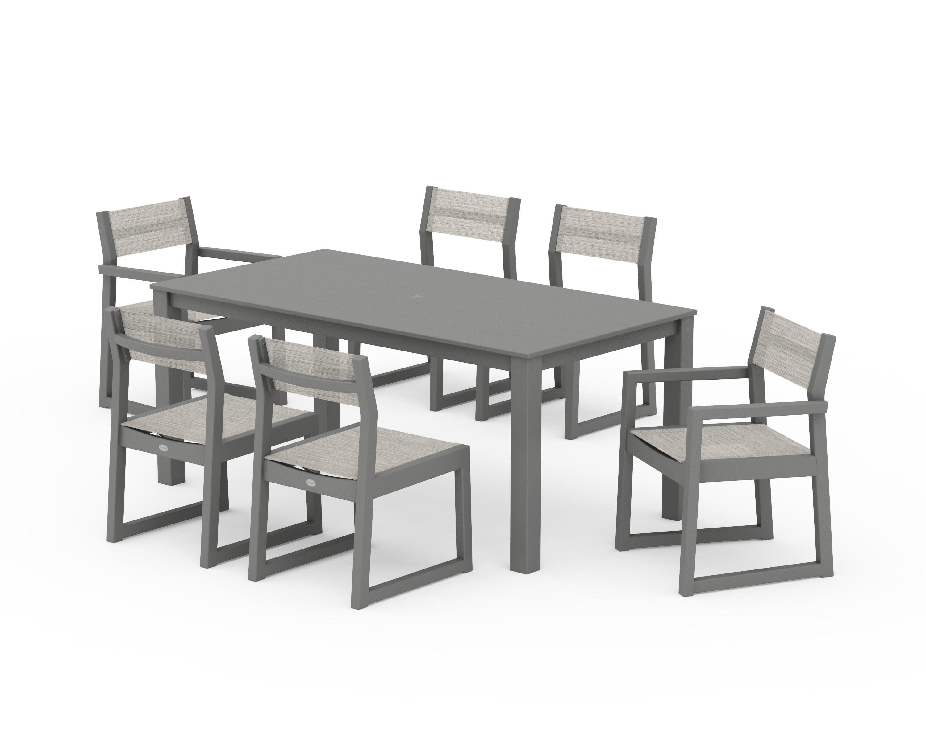 EDGE Sling 7-Piece Parsons Dining Set in Slate Grey / Birch Sling