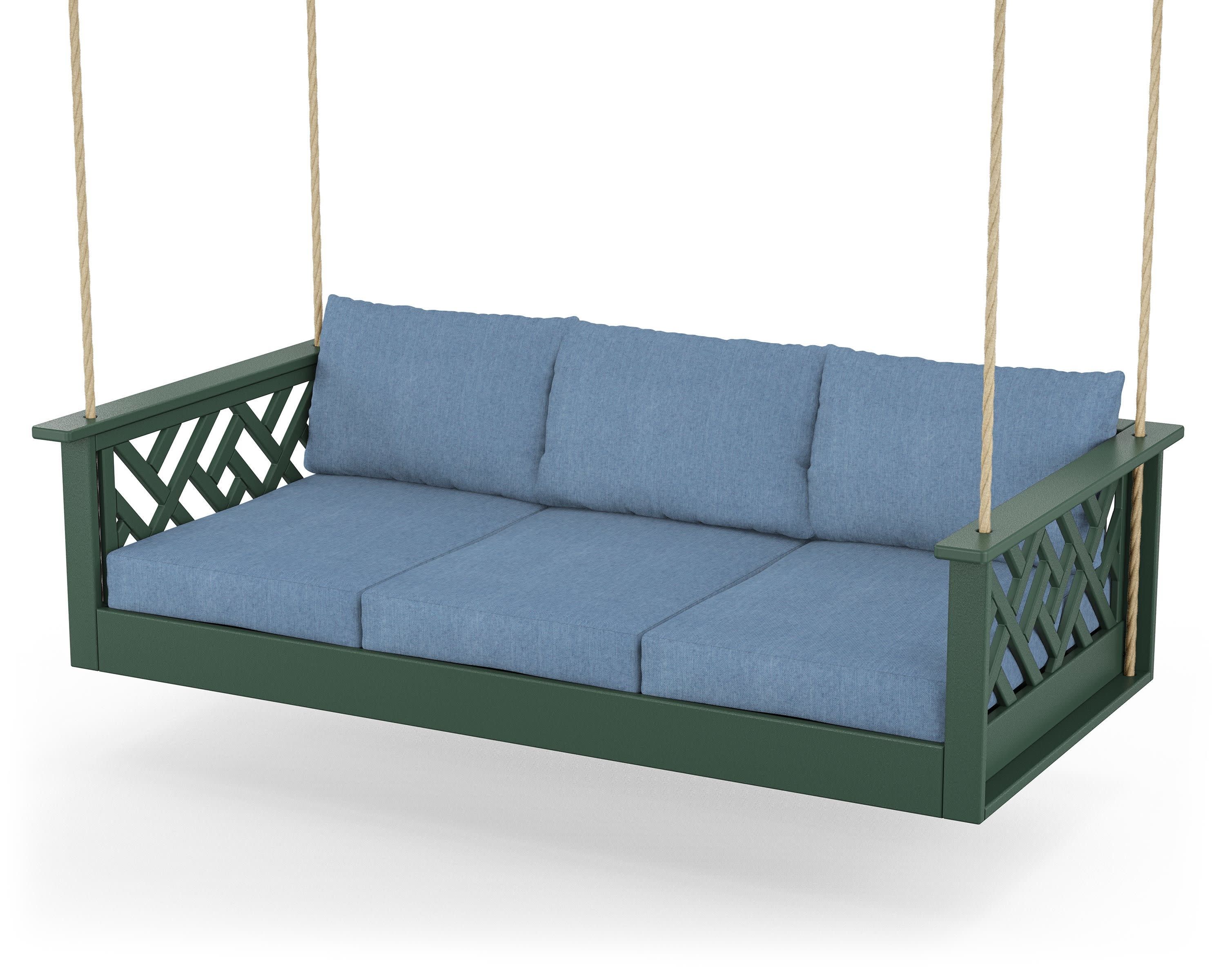 Chippendale Daybed Swing in Green / Sky Blue