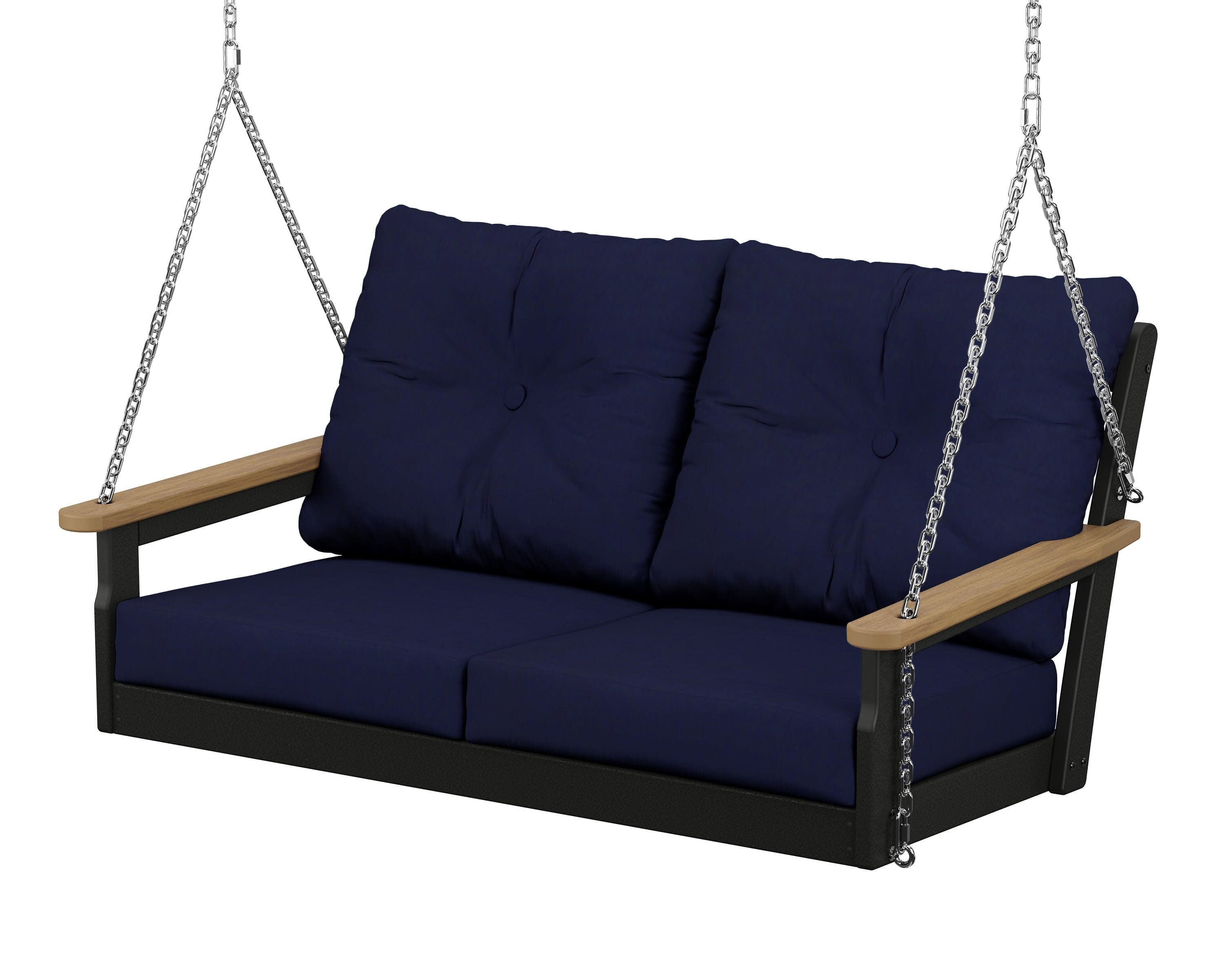 Vineyard Deep Seating Swing in Black / Natural / Navy