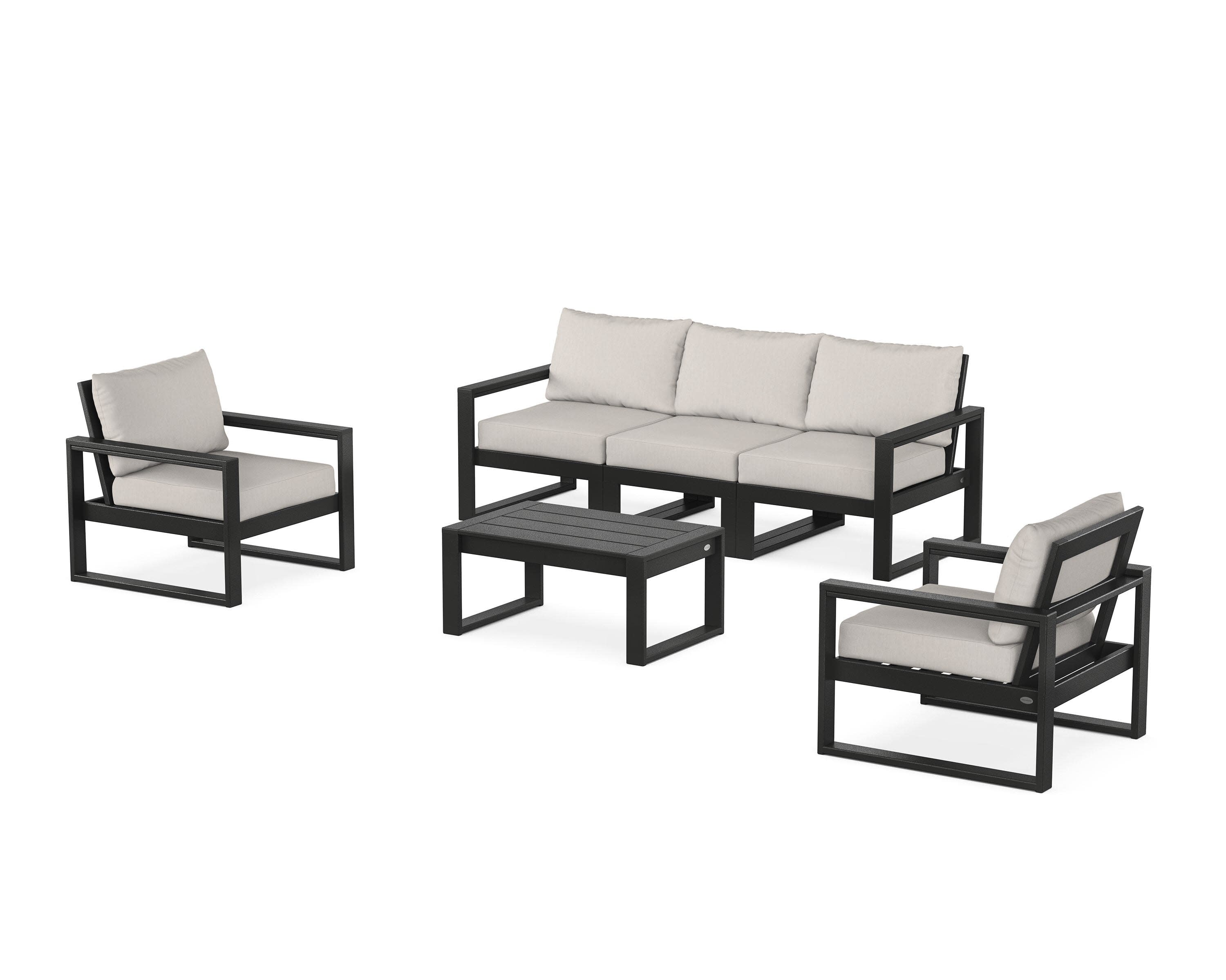 EDGE Sectional 4-Piece Deep Seating Set with Sofa in Black / Cast Ash
