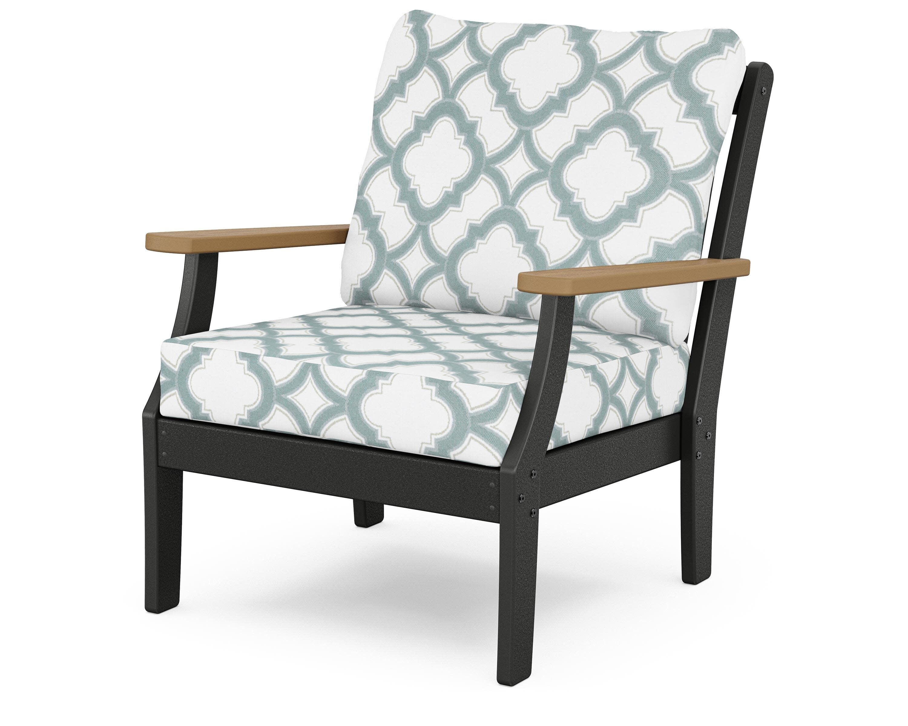 Braxton Deep Seating Chair in Black / Natural / Trellis Glacier Spa