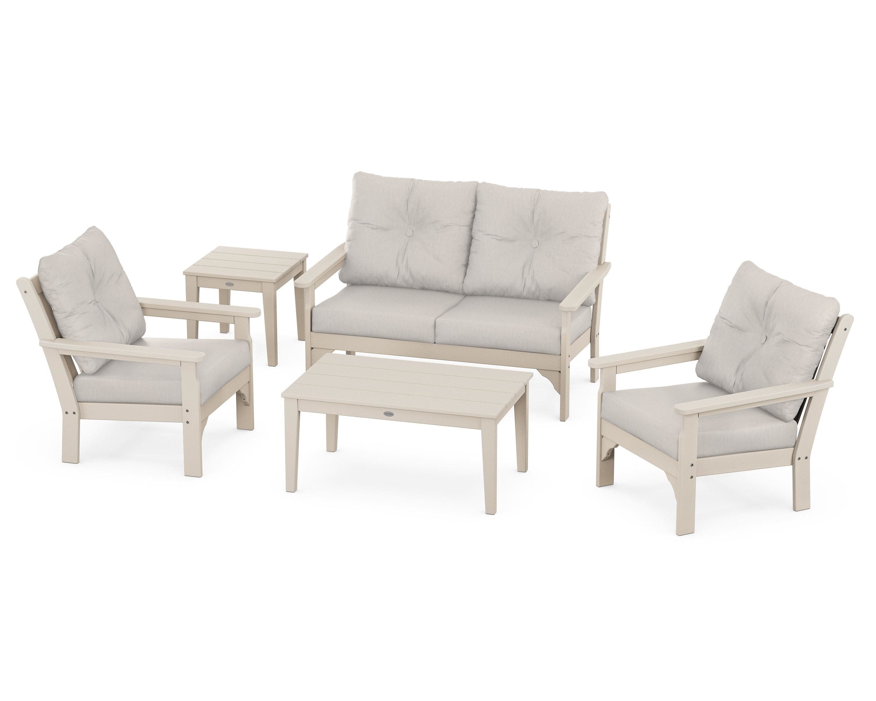 Vineyard 5-Piece Deep Seating Set in Sand / Cast Ash
