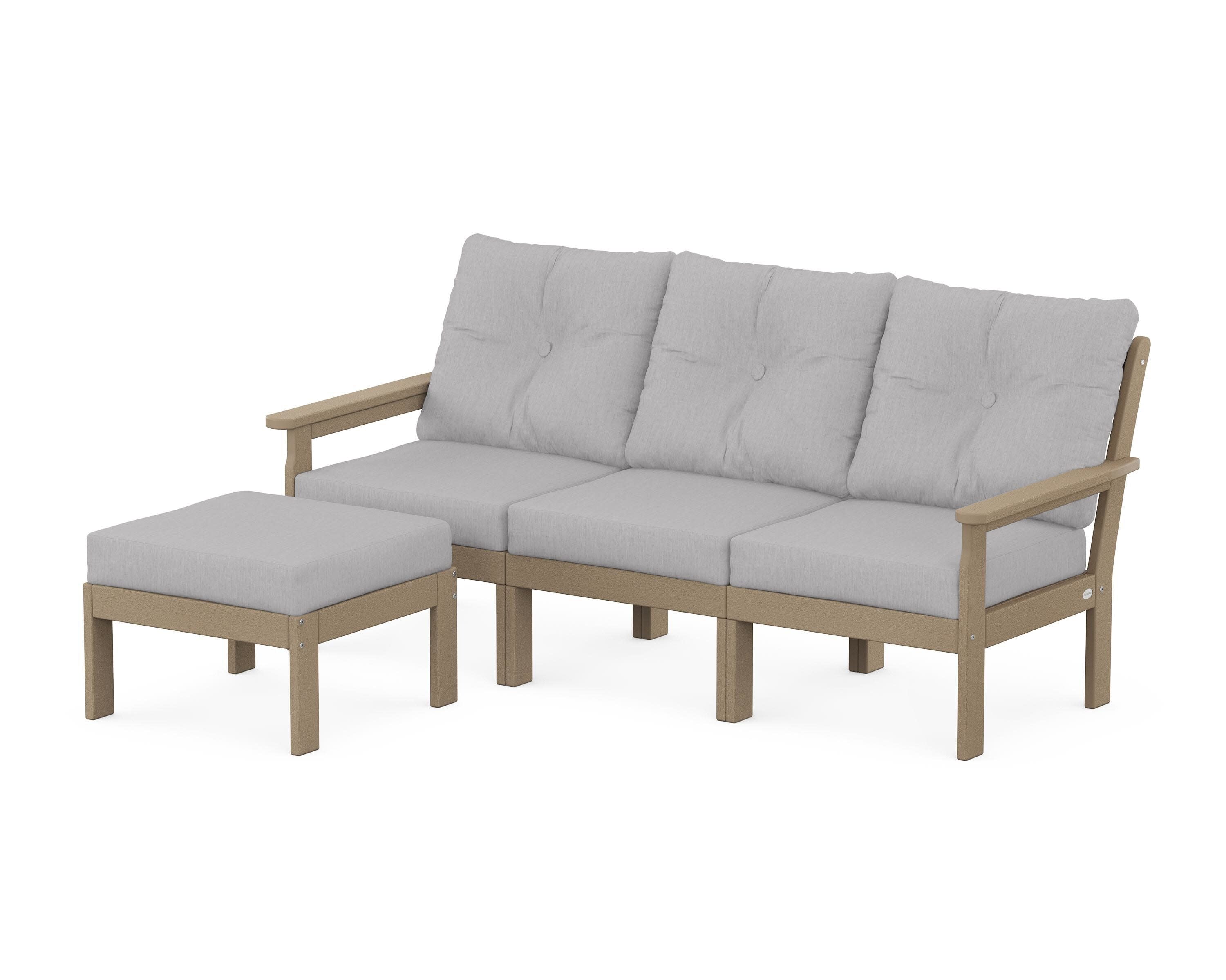 Vineyard 4-Piece Sectional with Ottoman in Vintage Sahara / Granite