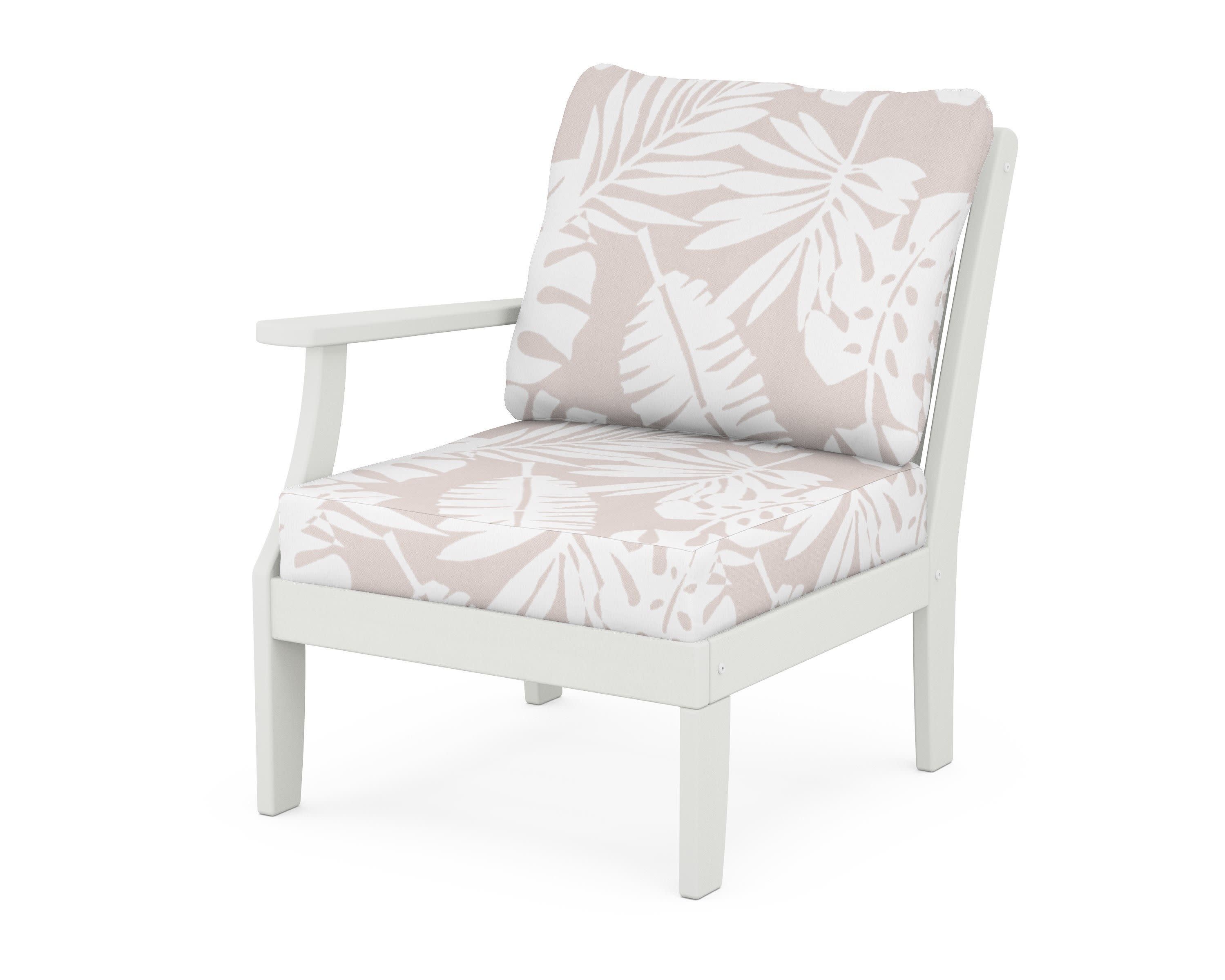 Braxton Modular Left Arm Chair in Vintage White / Leaf Dune Burlap