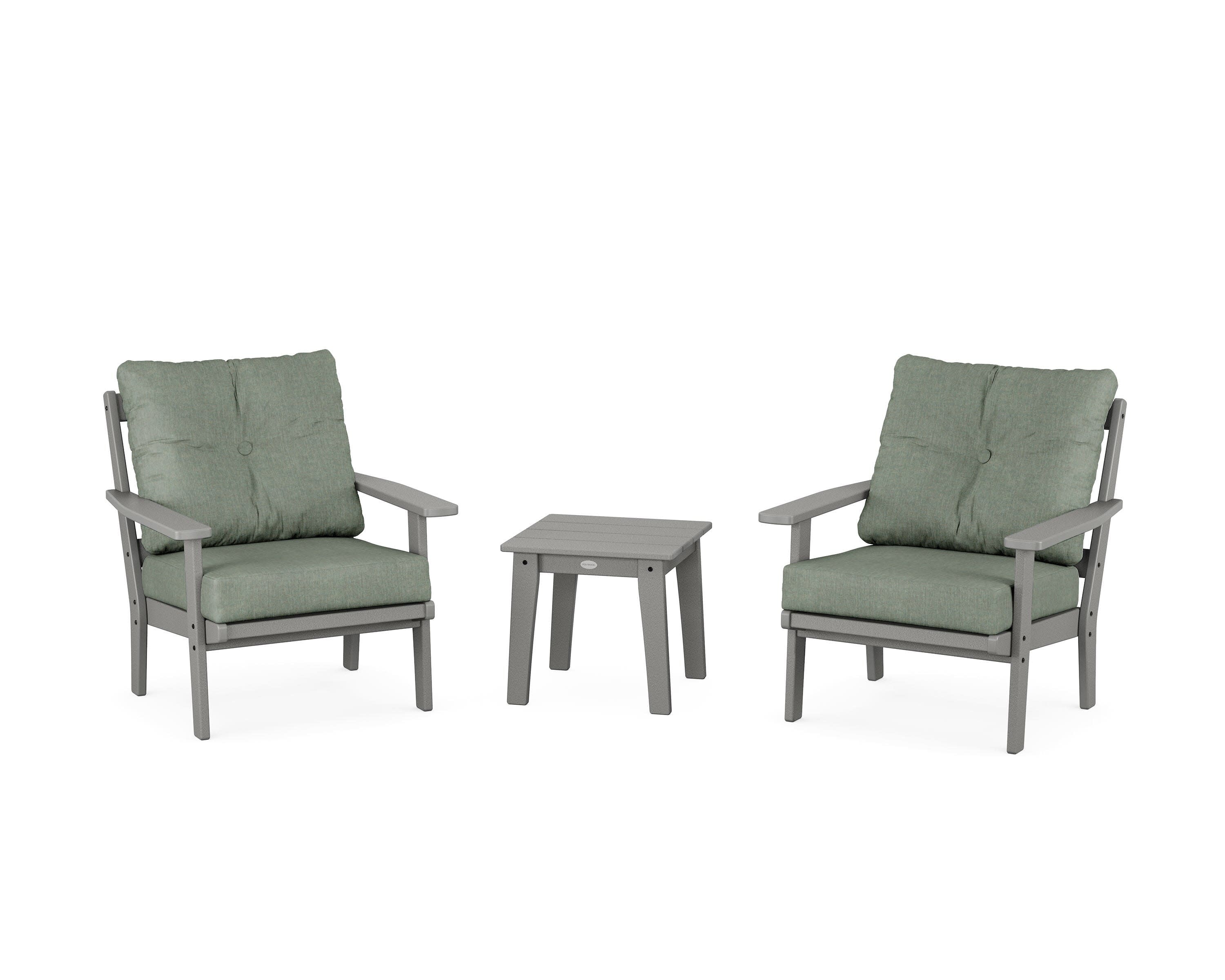 Oxford 3-Piece Deep Seating Set in Slate Grey / Cast Sage