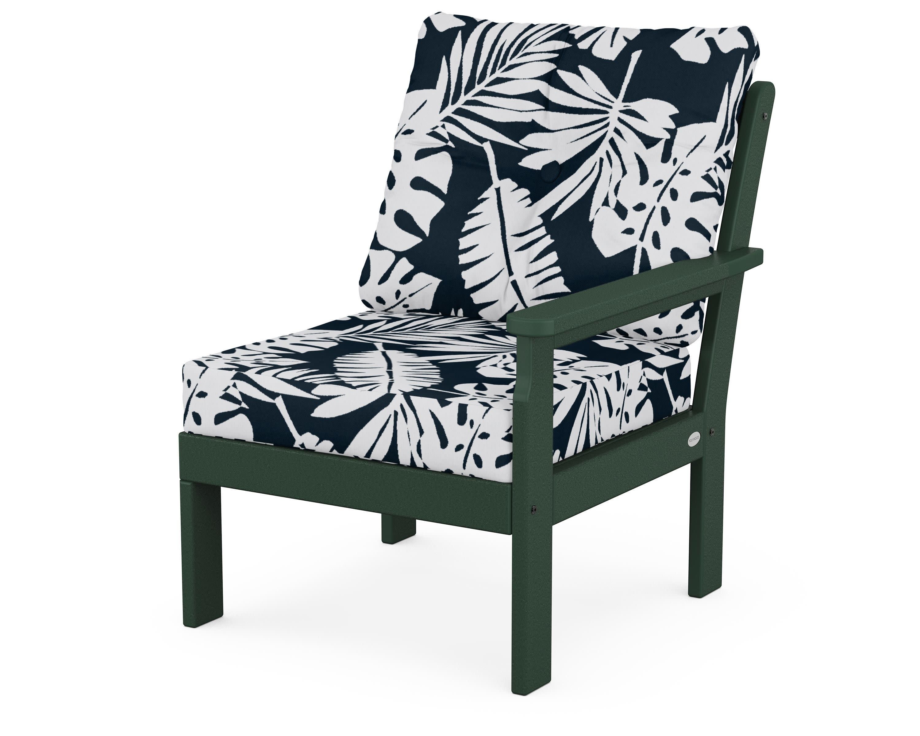 Vineyard Modular Right Arm Chair in Green / Leaf Marine Indigo