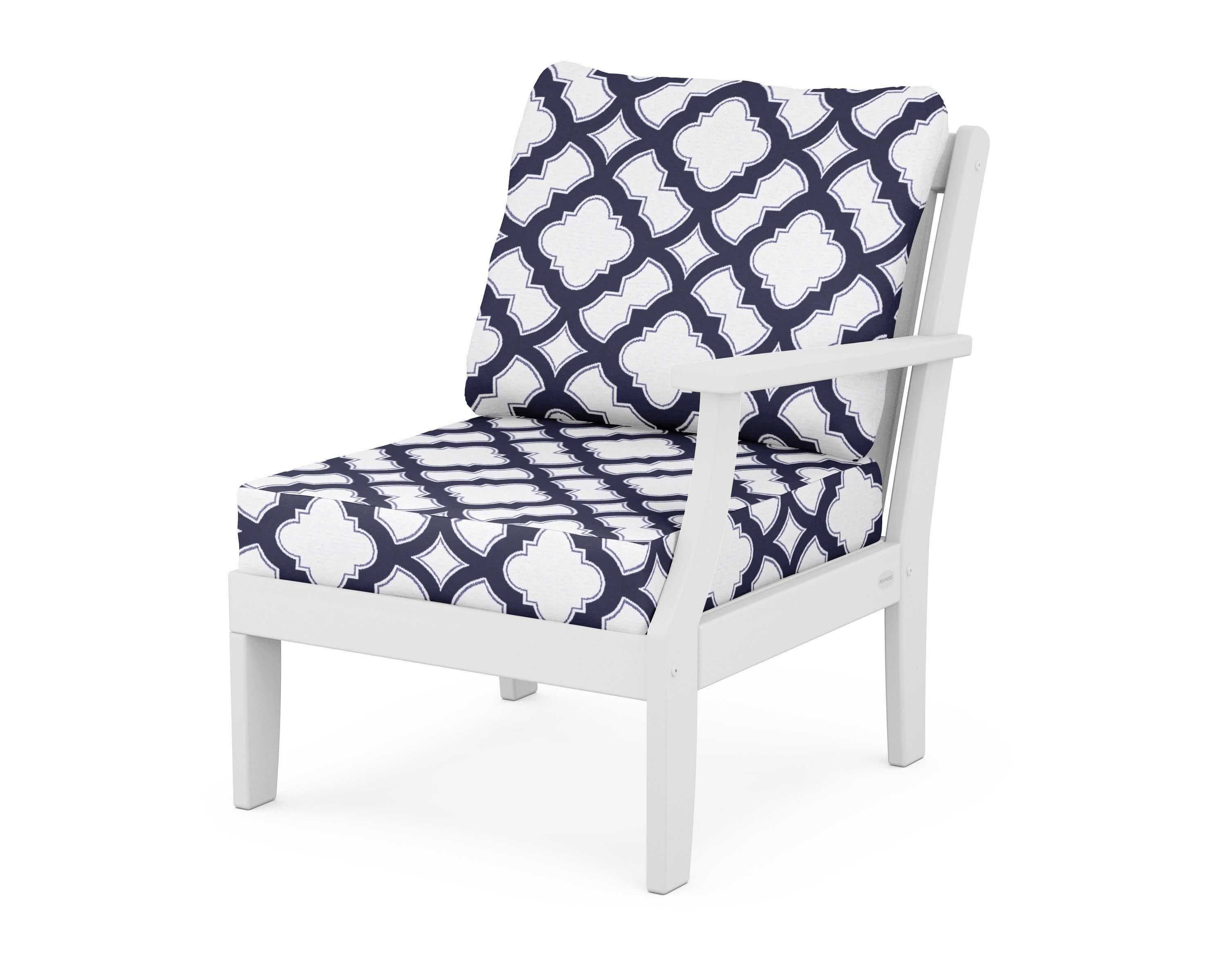 Braxton Modular Right Arm Chair in White / Trellis Navy