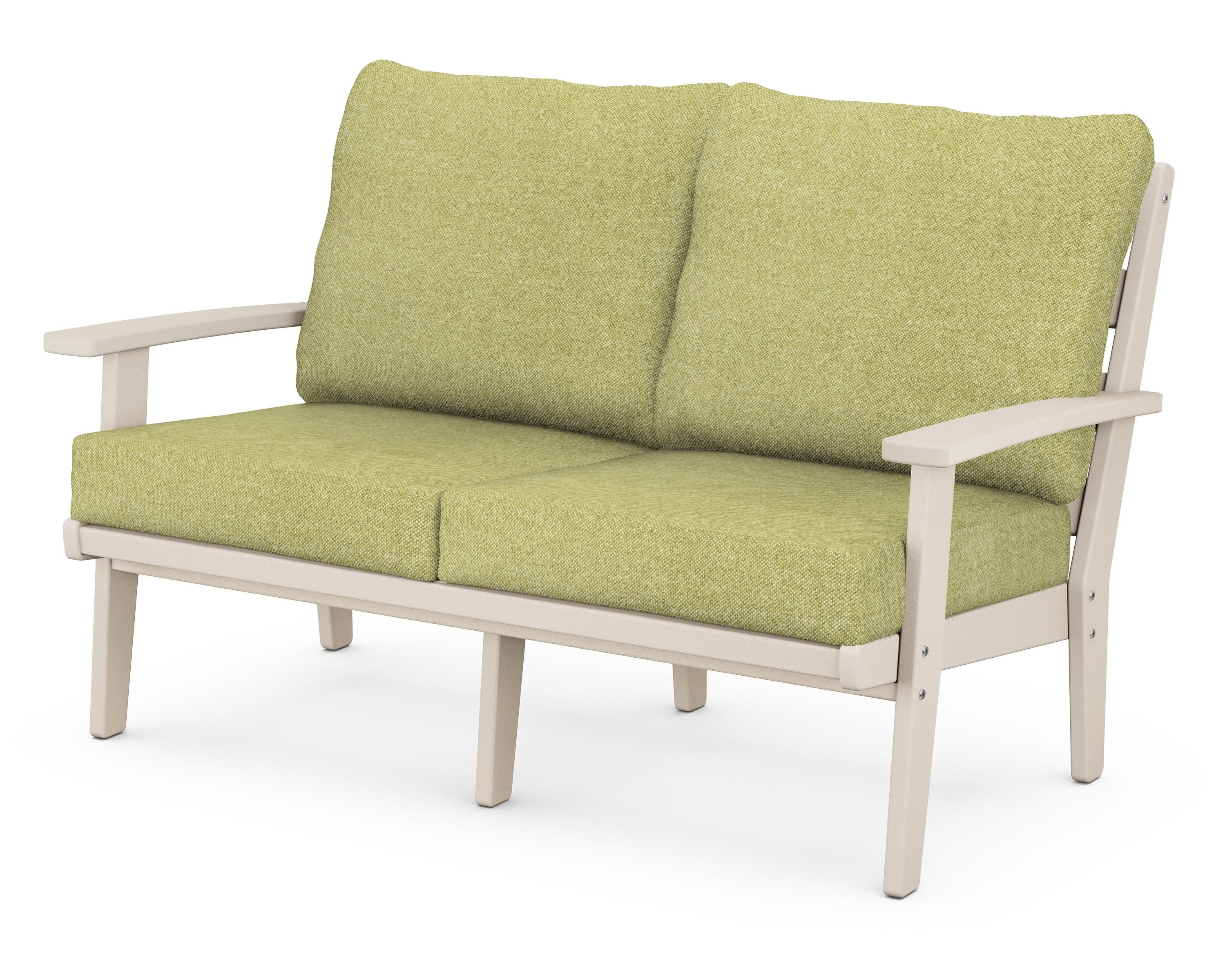 Grant Park Deep Seating Loveseat in Sand / Chartreuse Boucle