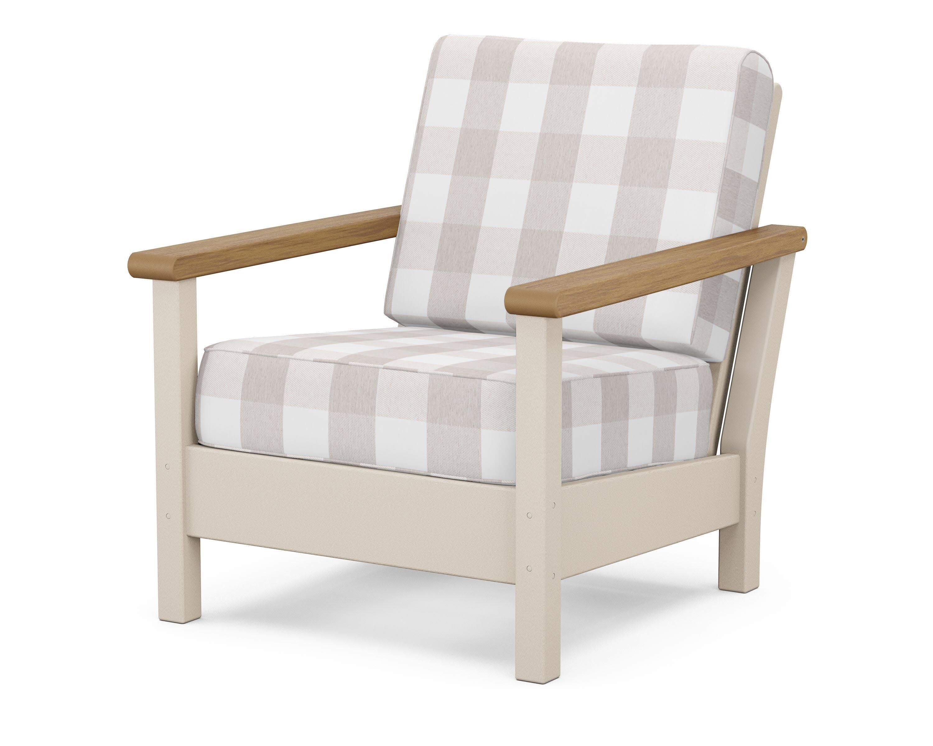 Harbour Deep Seating Chair in Sand / Natural / Buffalo Plaid Dune Burlap