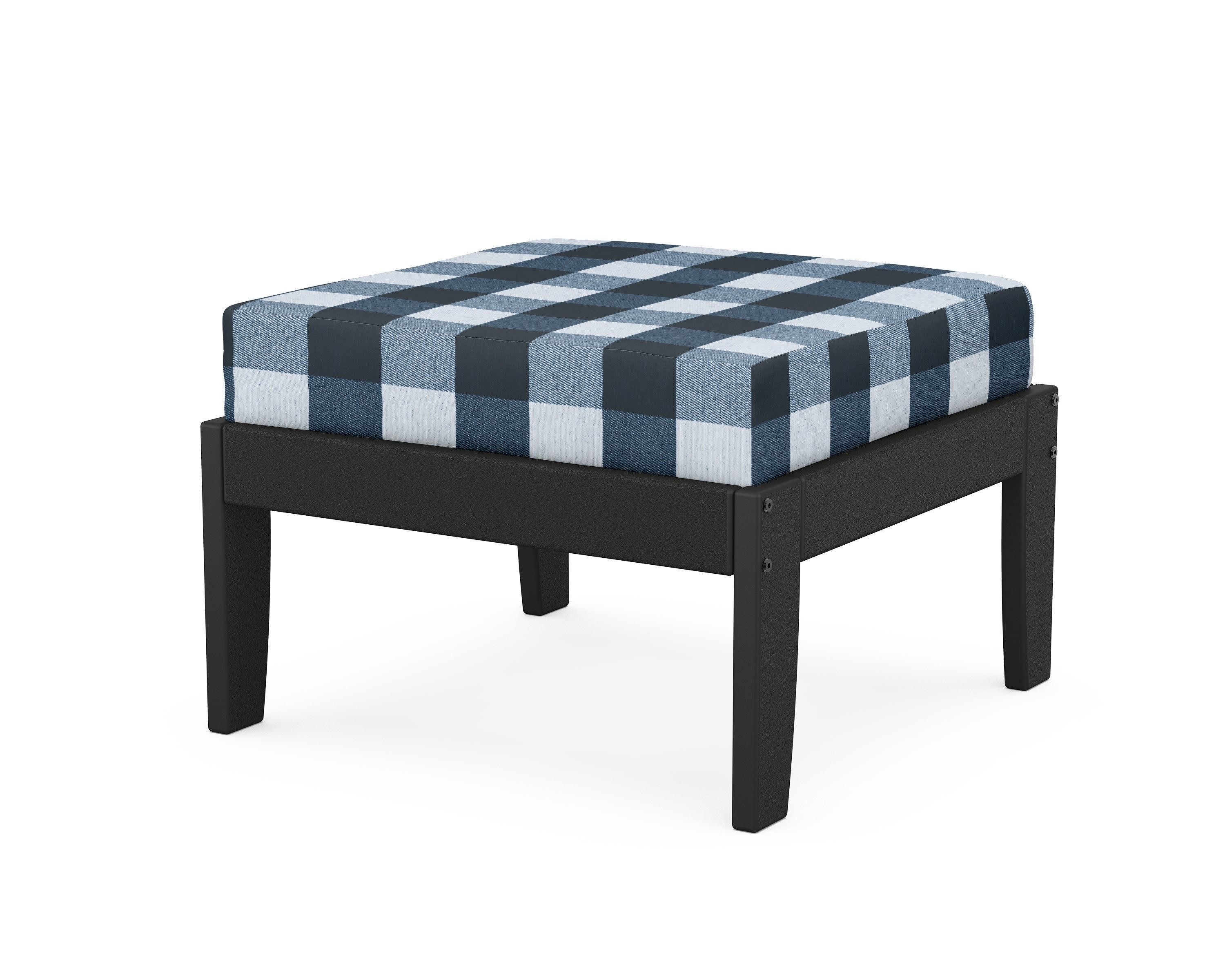 Modular Ottoman - Classic in Black / Buffalo Plaid Marine Indigo