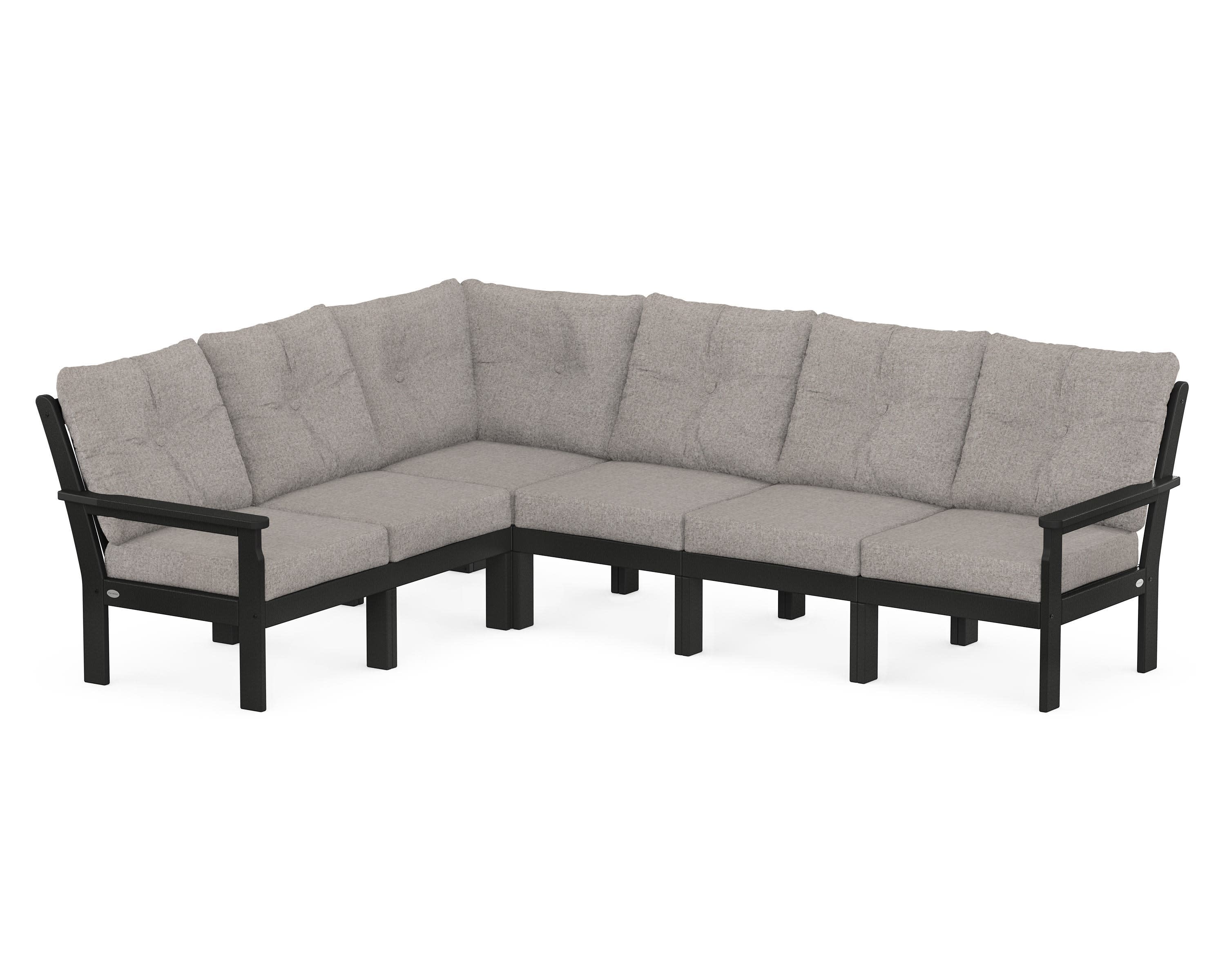Vineyard 6-Piece Sectional in Black / Weathered Tweed