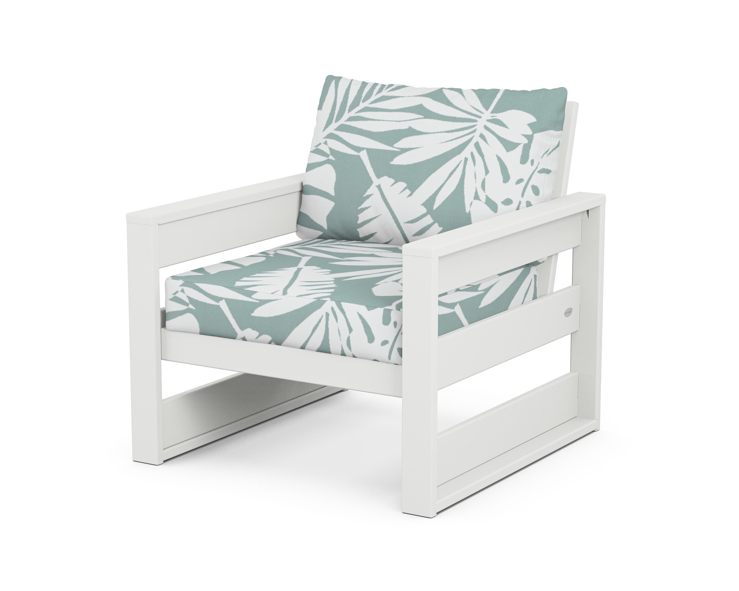 Westport Club Chair in White / Leaf Glacier Spa
