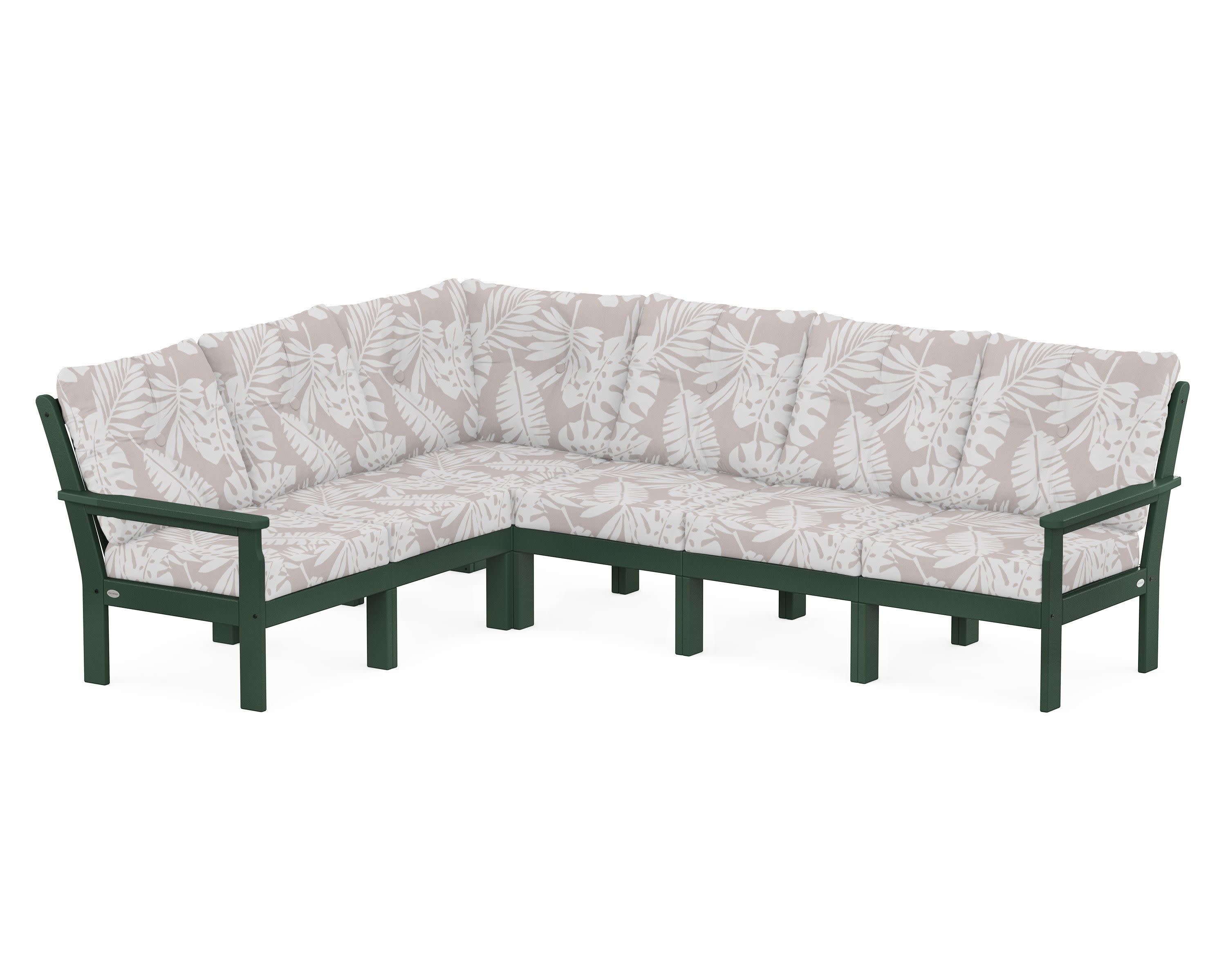 Vineyard 6-Piece Sectional in Green / Leaf Dune Burlap