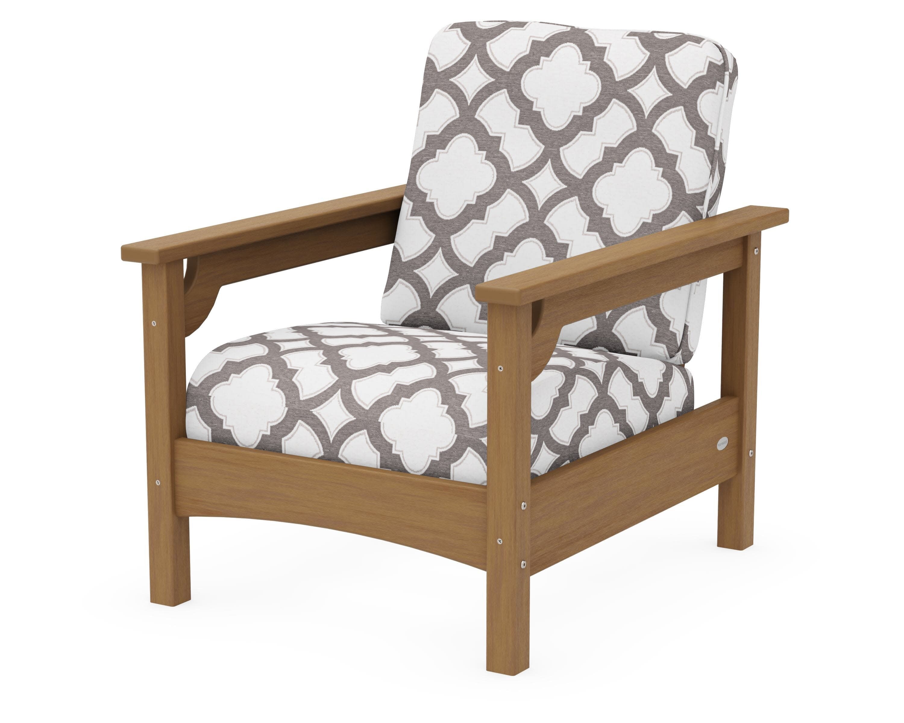 Club Chair in Natural / Trellis Grey Mist
