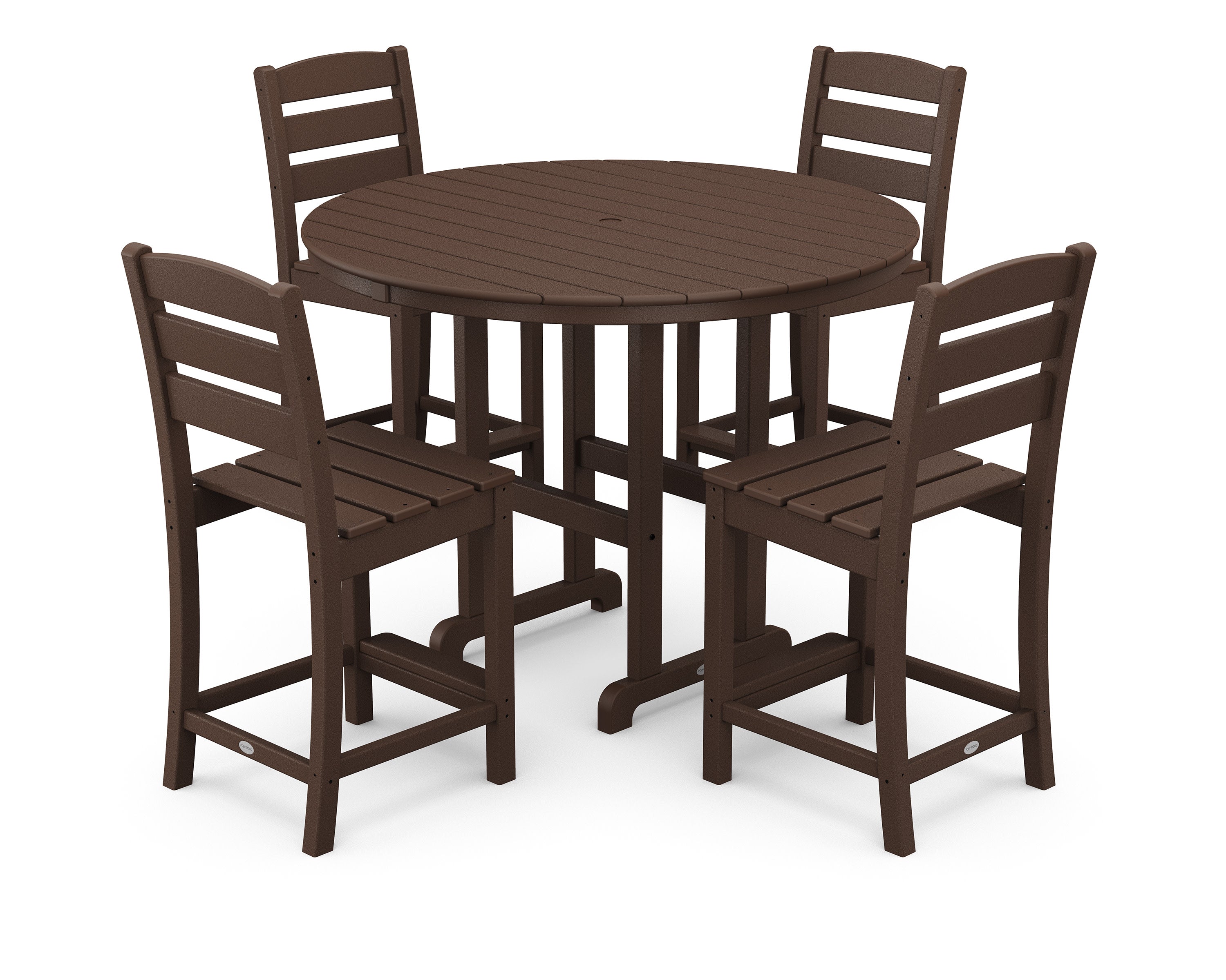 Lakeside 5-Piece Farmhouse Round Side Chair Counter  Set in Mahogany