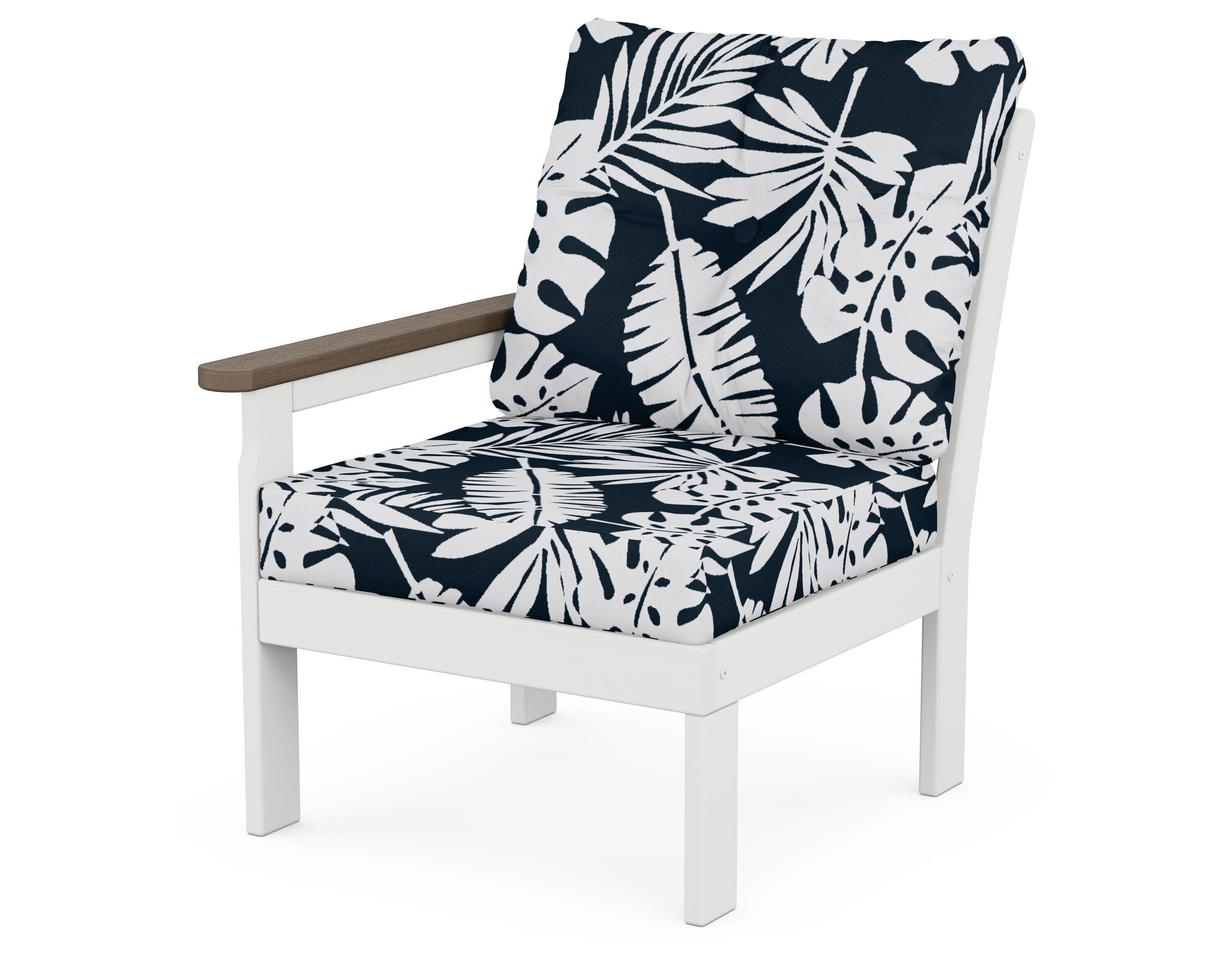 Vineyard Modular Left Arm Chair in White / Kona / Leaf Marine Indigo