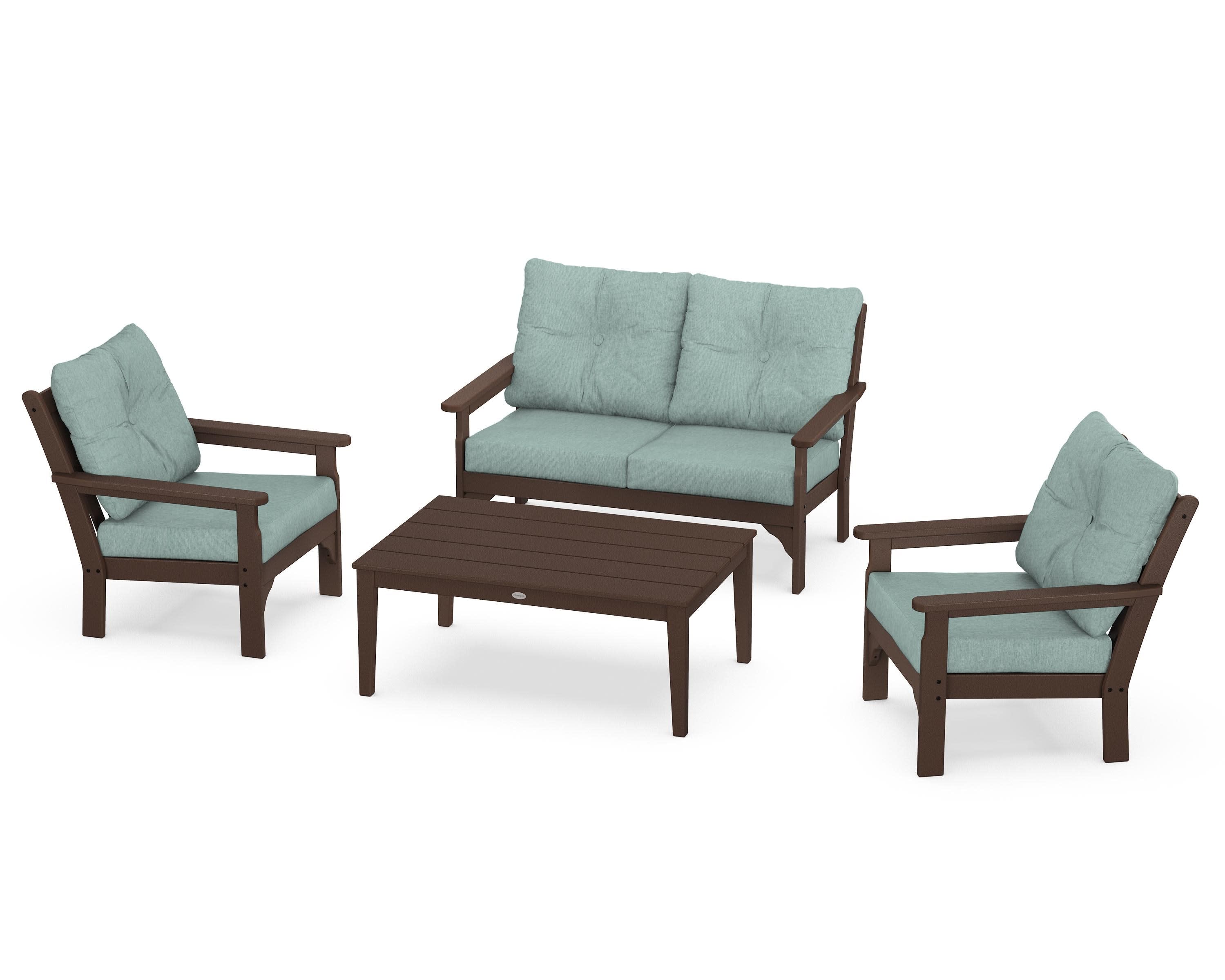 Vineyard 4-Piece Deep Seating Set in Mahogany / Glacier Spa