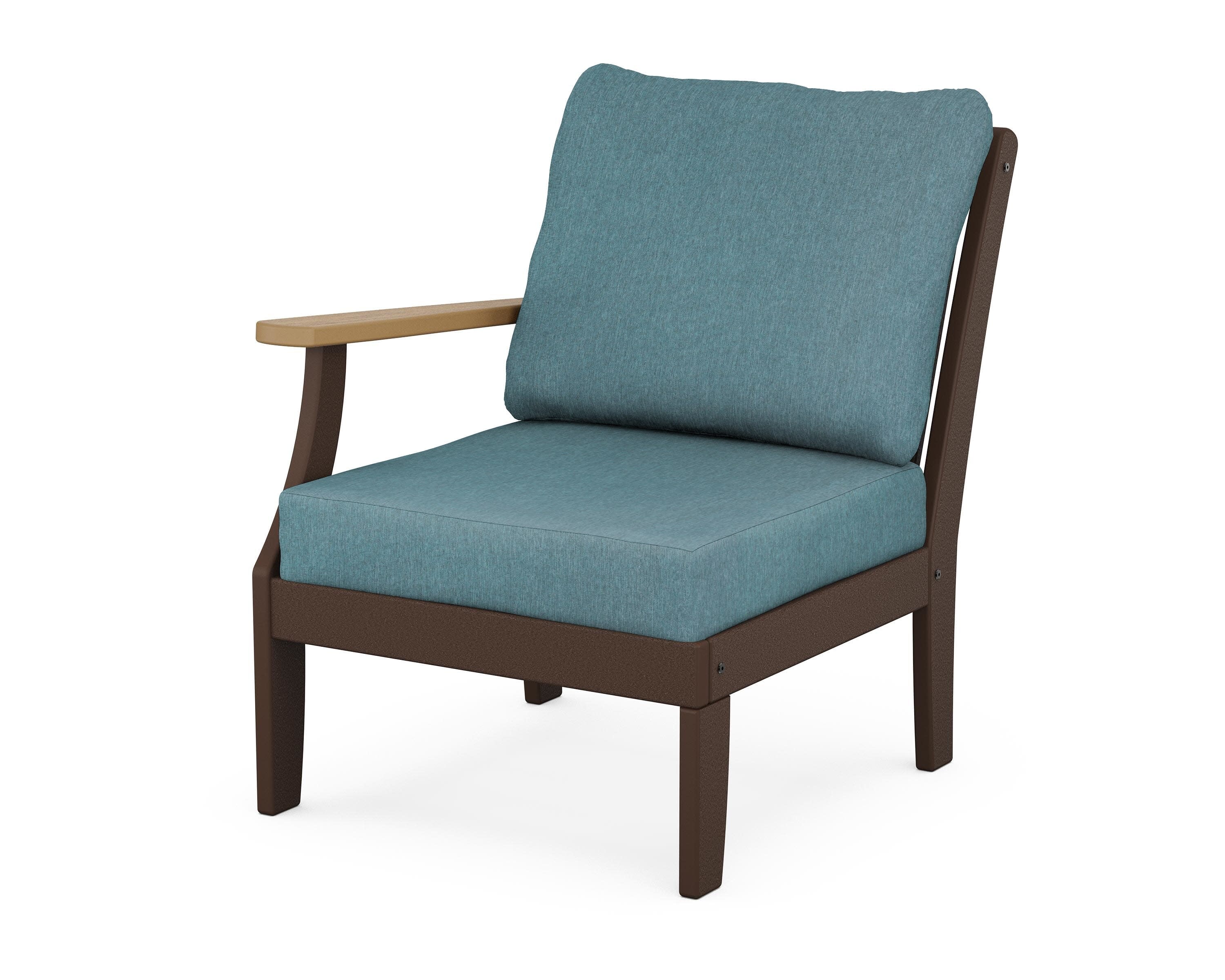 Braxton Modular Left Arm Chair in Mahogany / Natural / Ocean Teal