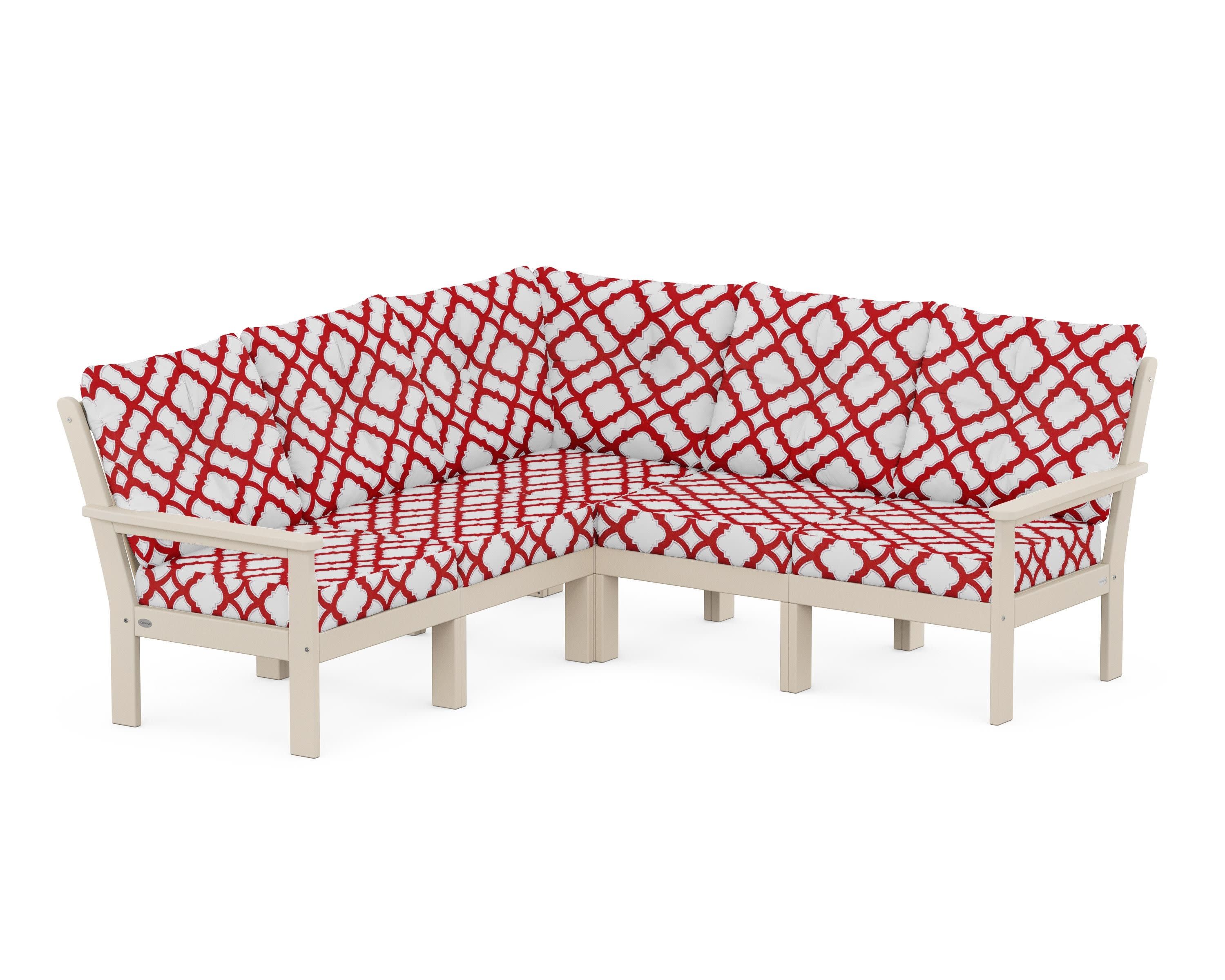 Vineyard 5-Piece Sectional in Sand / Trellis Crimson