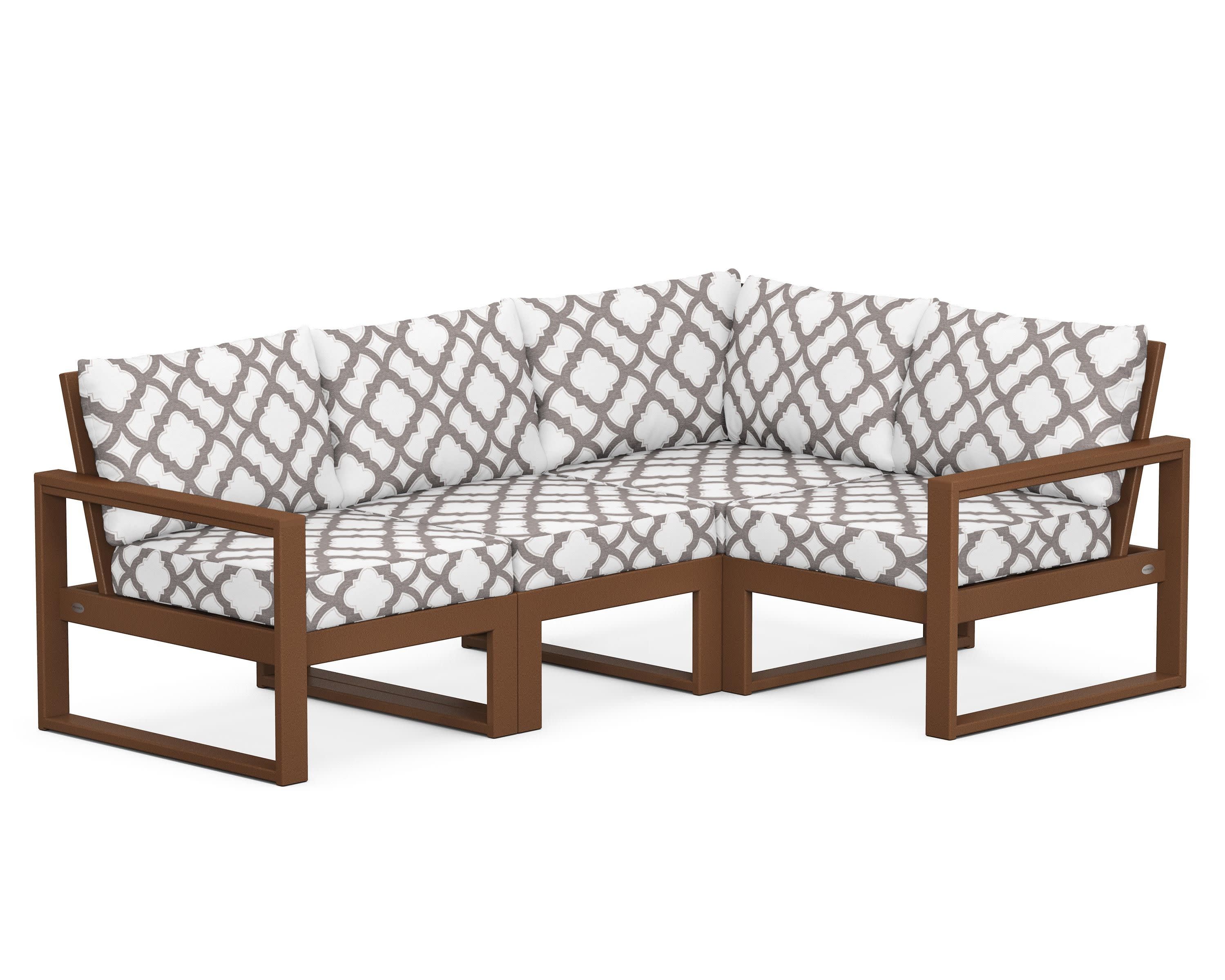 EDGE 4-Piece Modular Deep Seating Set in Teak / Trellis Grey Mist