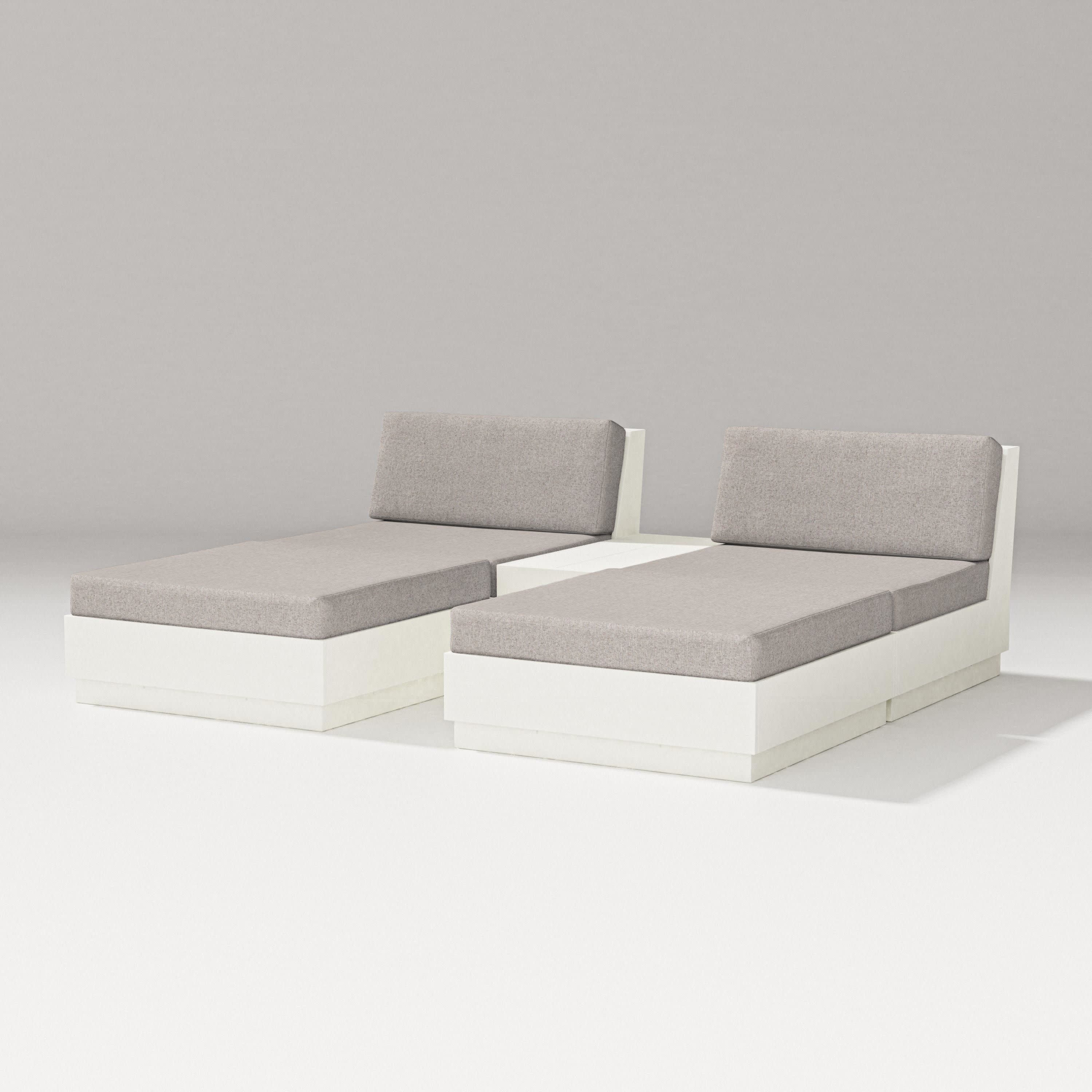 Elevate Double Chaise Set in Vintage White / Weathered Tweed