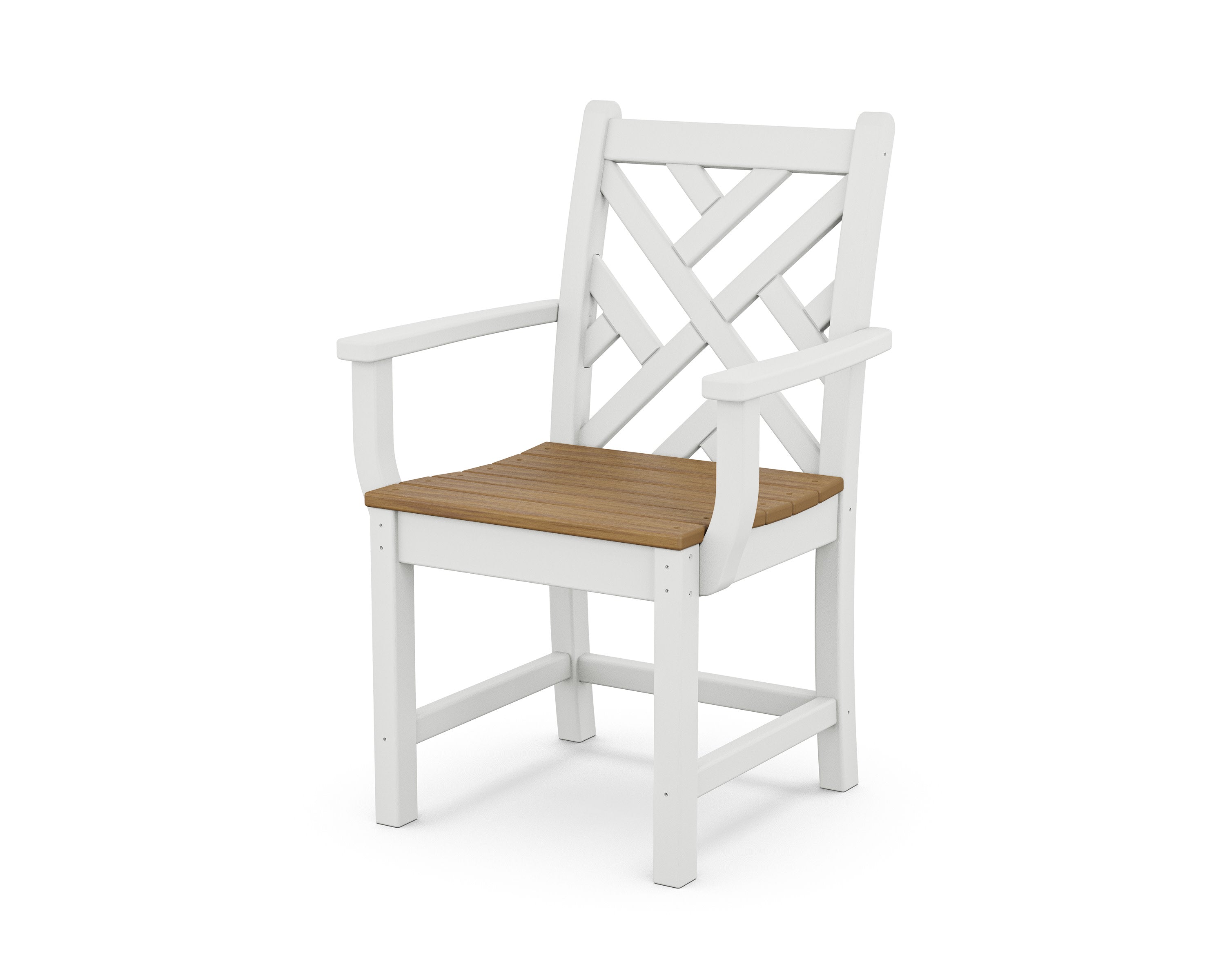 Chippendale Dining Arm Chair in White / Natural