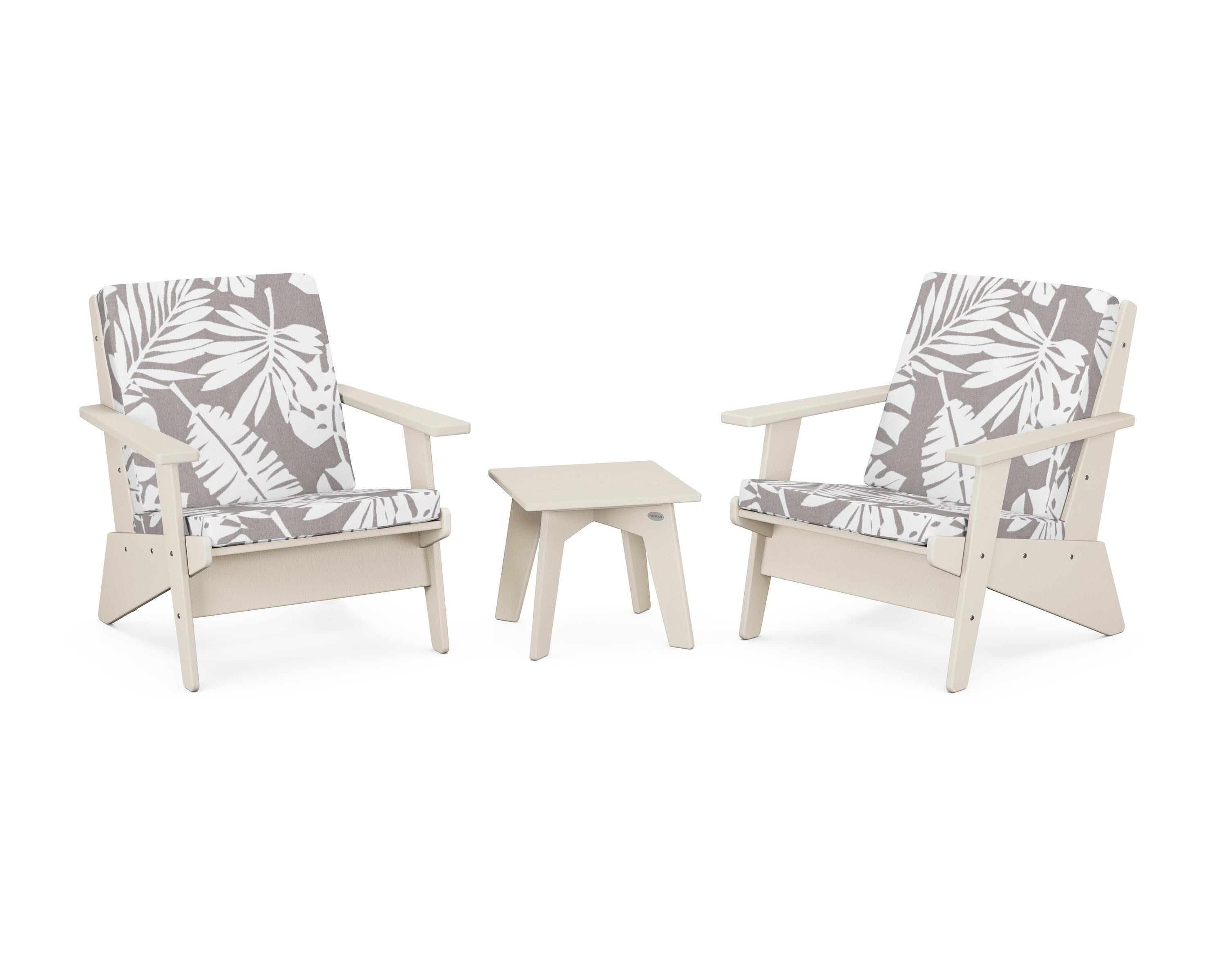 Riviera Modern Lounge 3-Piece Set in Sand / Leaf Grey Mist