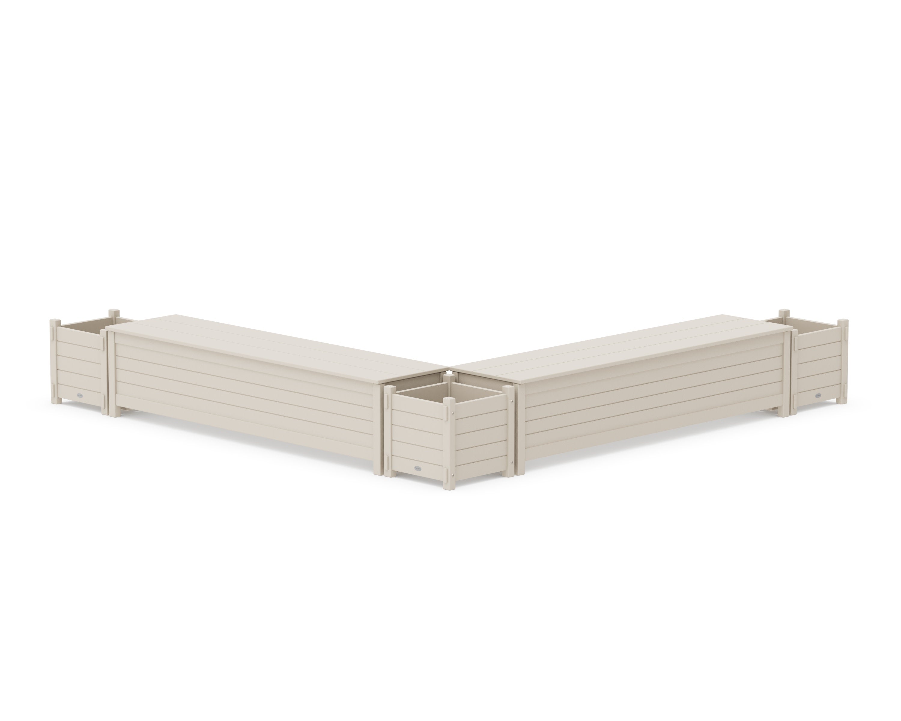 72" Nautical L- Shaped Planter Storage Bench Corner Set in Sand