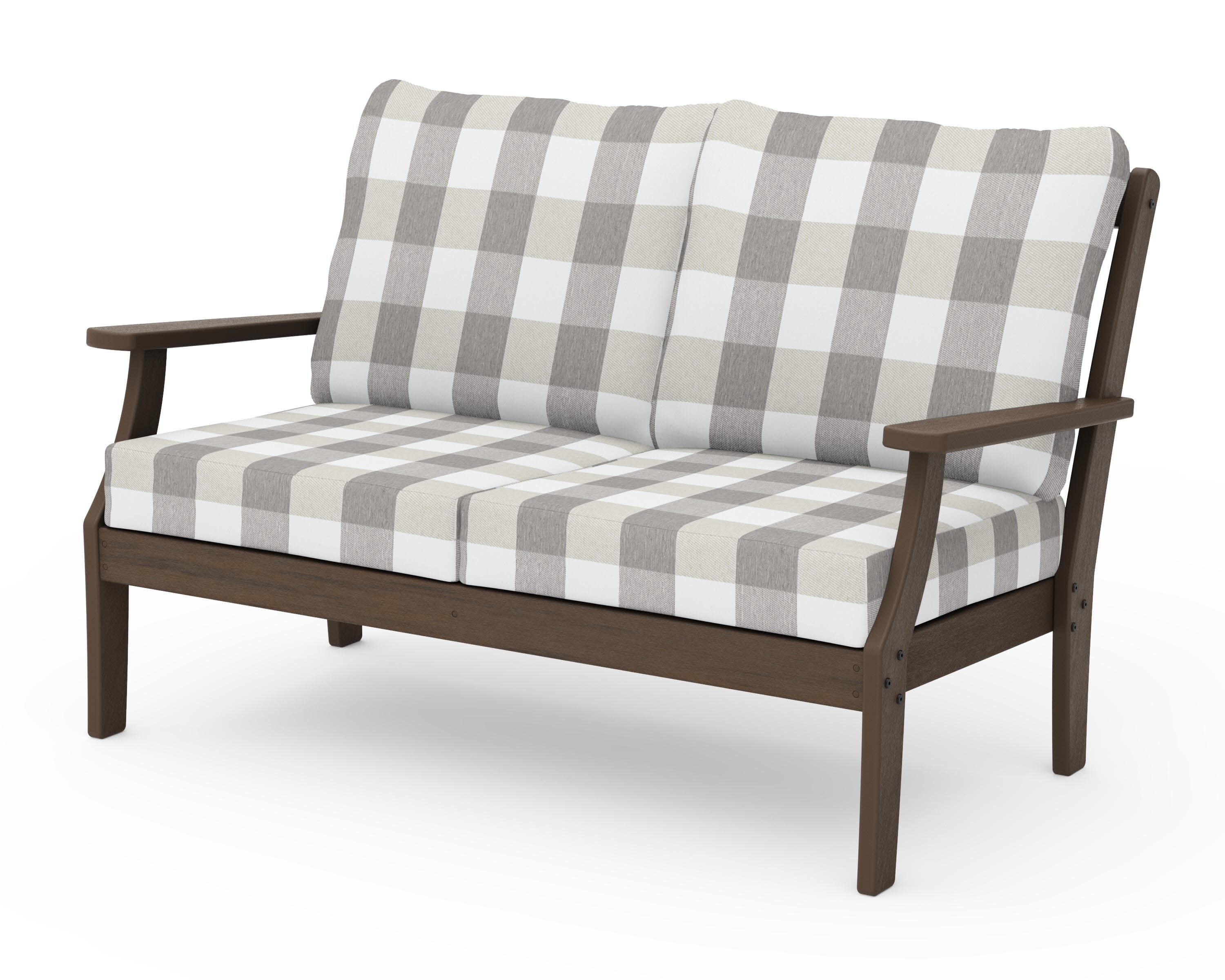 Braxton Deep Seating Loveseat in Kona / Buffalo Plaid Grey Mist