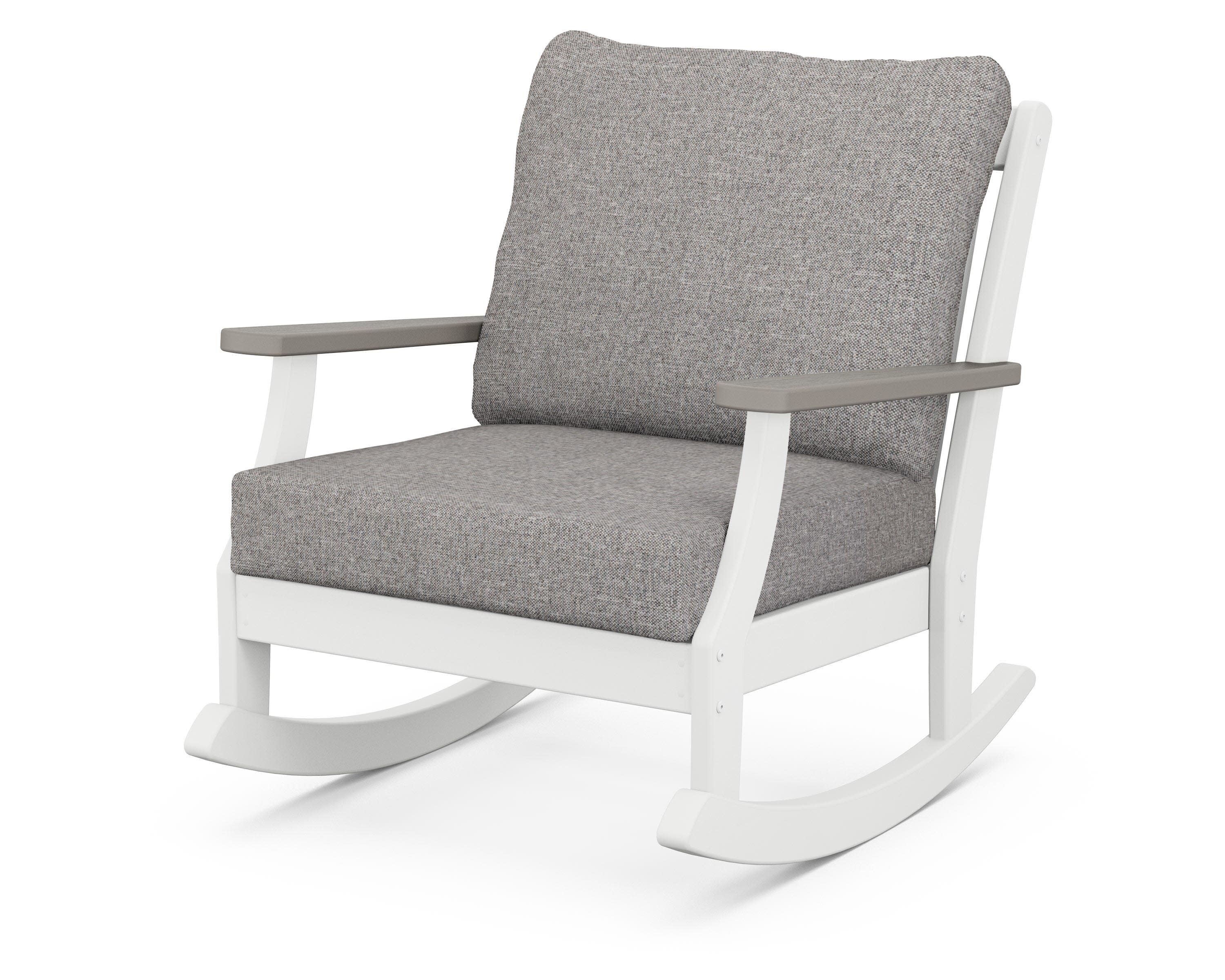 Braxton Deep Seating Rocking Chair in White / Driftwood / Grey Mist