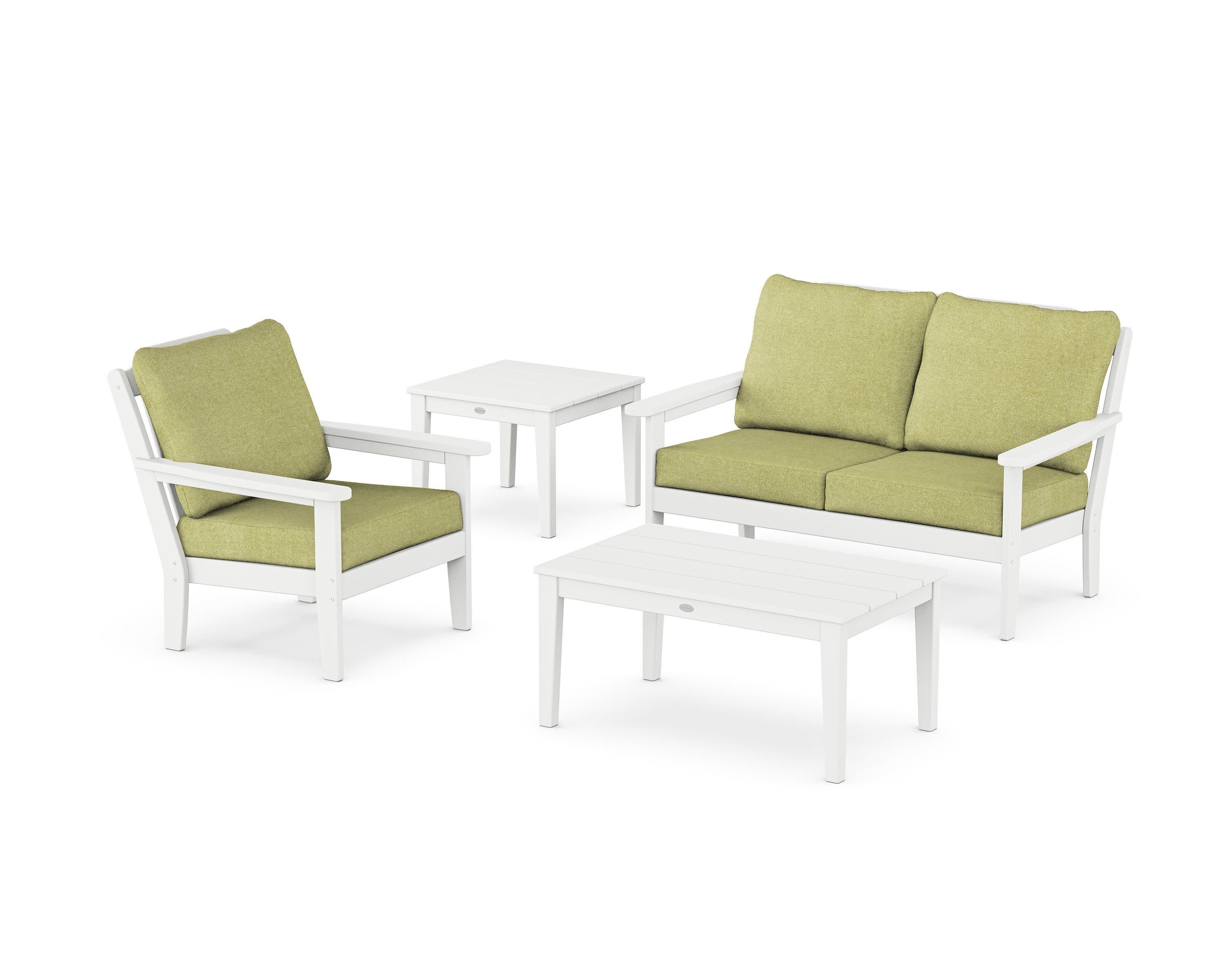 Wovendale 4-Piece Deep Seating Set in White / Chartreuse Boucle