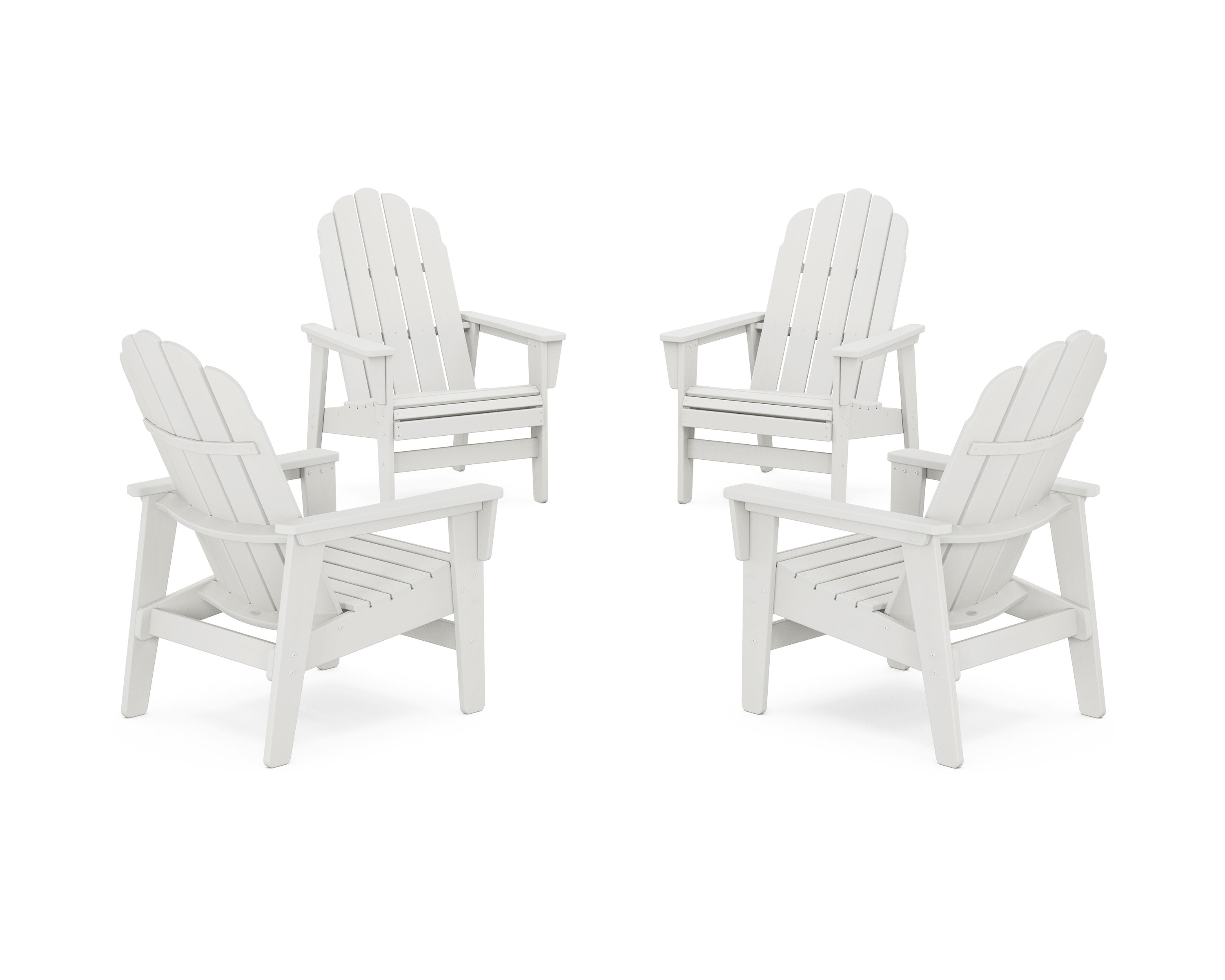 4-Piece Vineyard Grand Upright Adirondack Chair Conversation Set in Vintage White