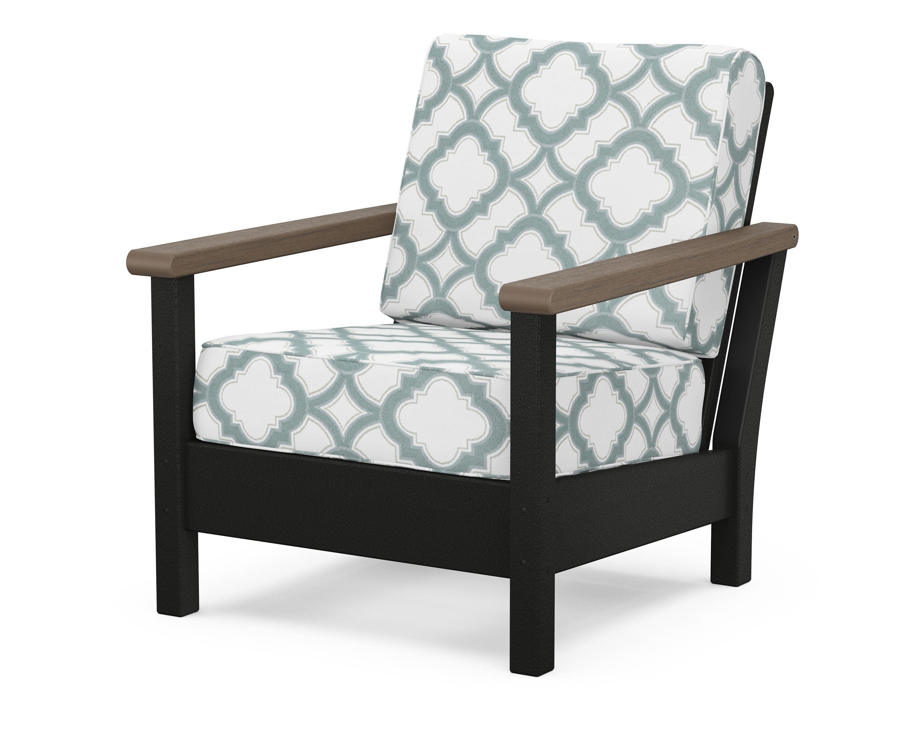 Harbour Deep Seating Chair in Black / Kona / Trellis Glacier Spa