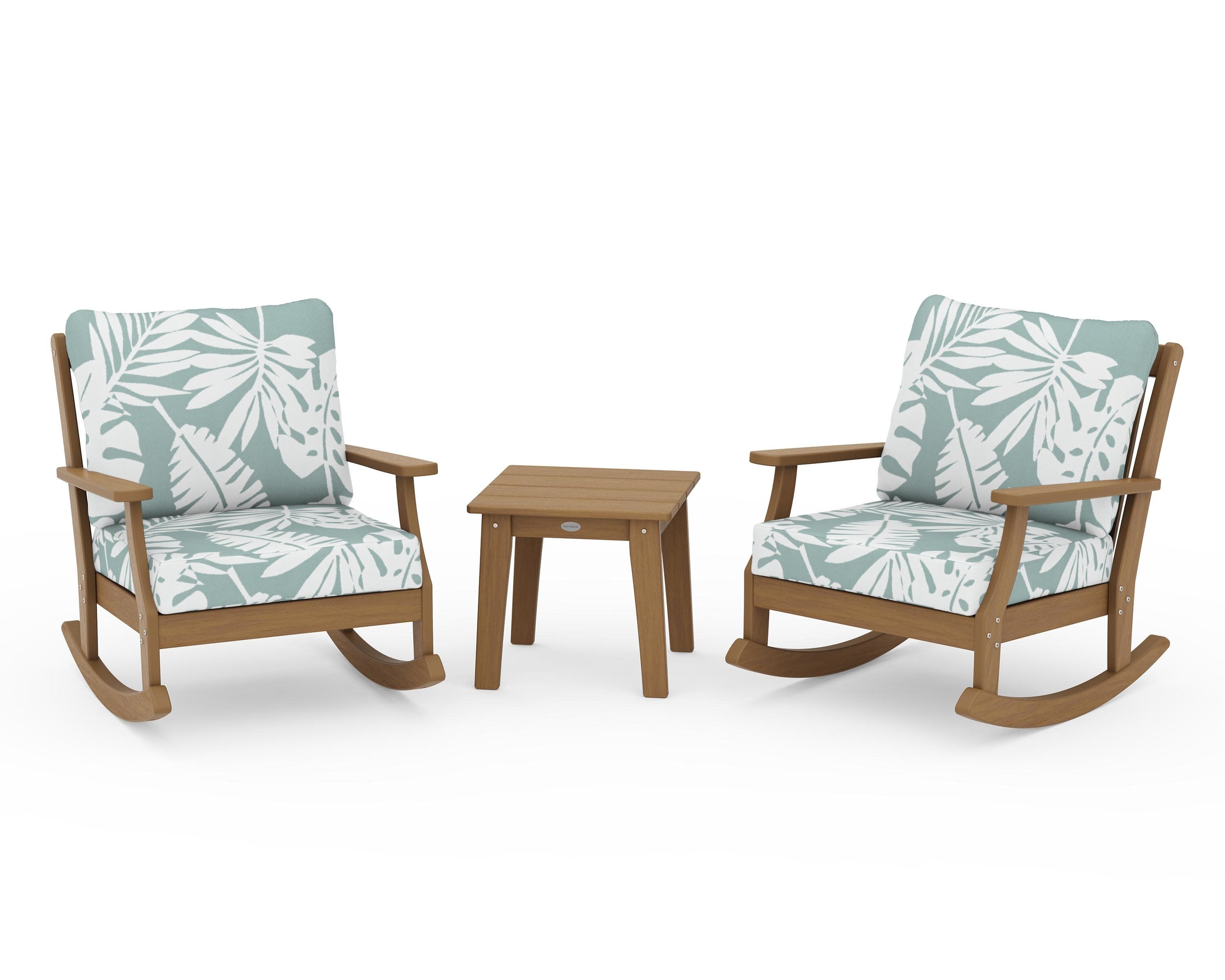 Braxton 3-Piece Deep Seating Rocker Set in Natural / Leaf Glacier Spa