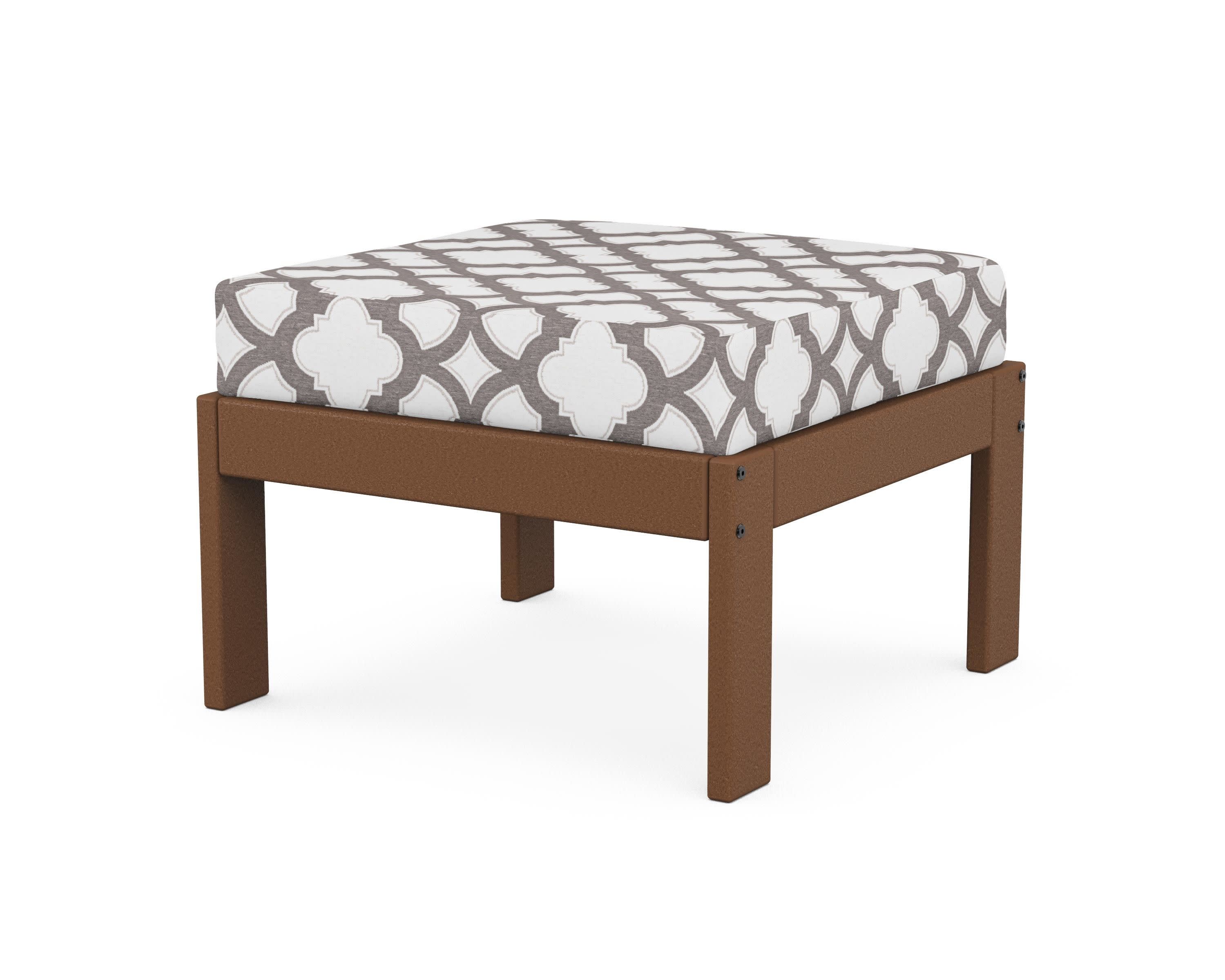 Vineyard Modular Ottoman in Teak / Trellis Grey Mist