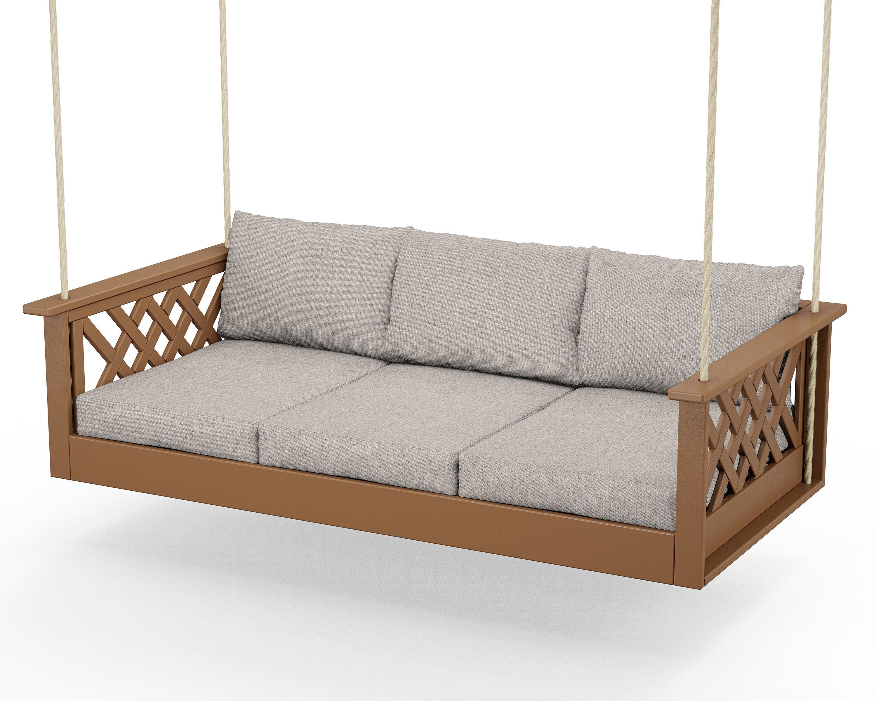 Wovendale Daybed Swing in Teak / Weathered Tweed