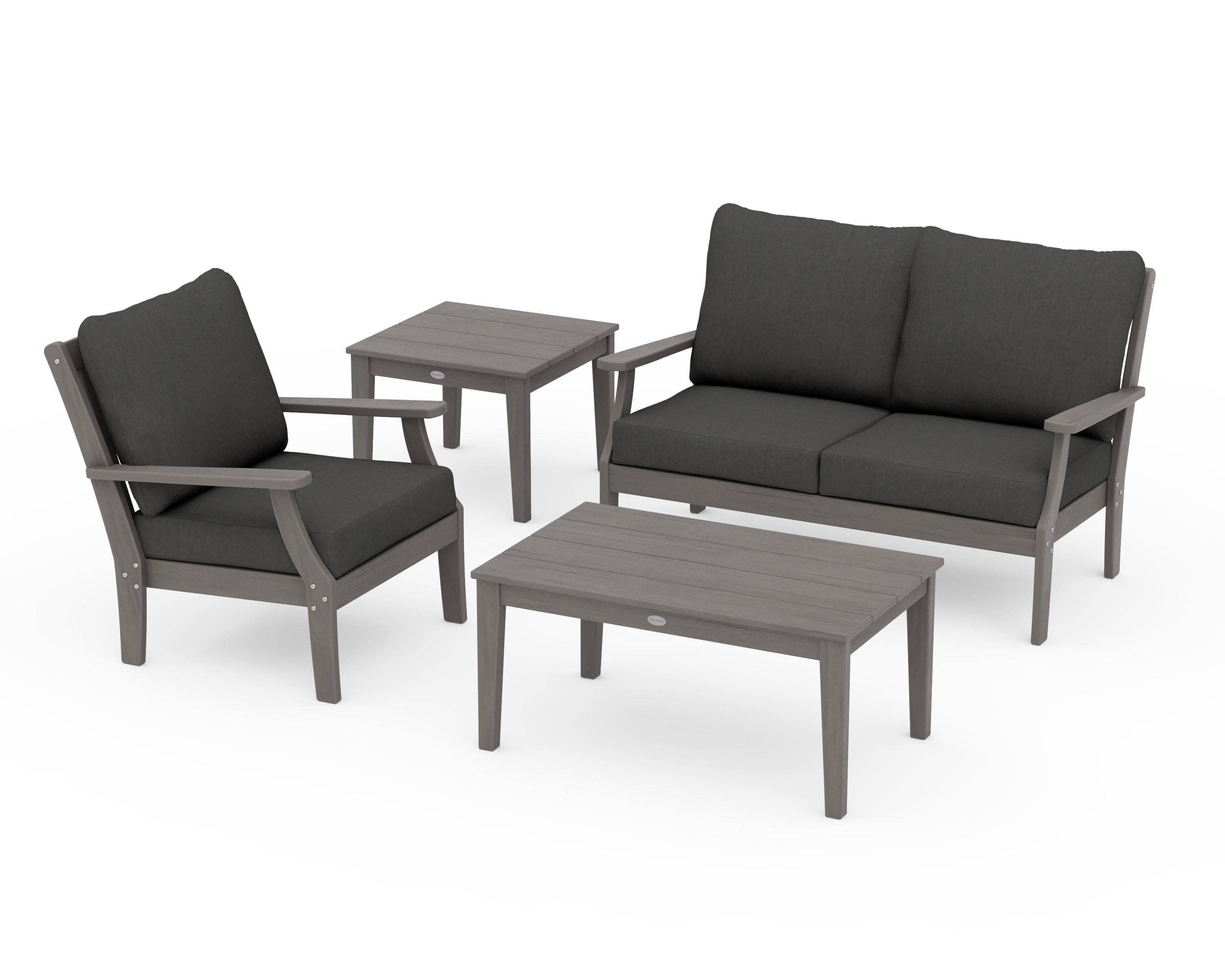 Braxton 4-Piece Deep Seating Set in Driftwood / Spectrum Carbon