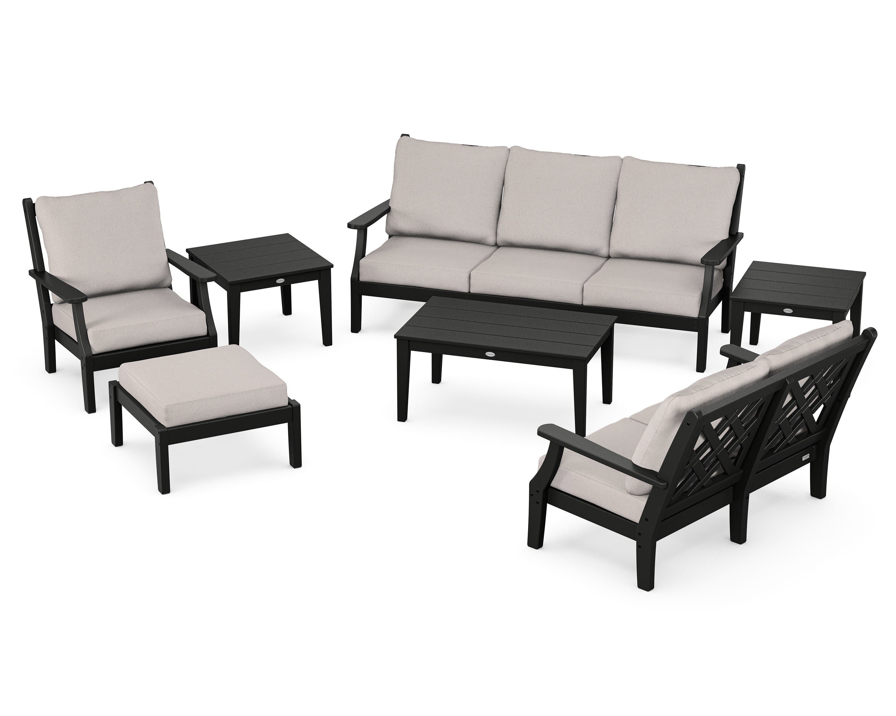Wovendale 7-Piece Deep Seating Set in Black / Dune Burlap