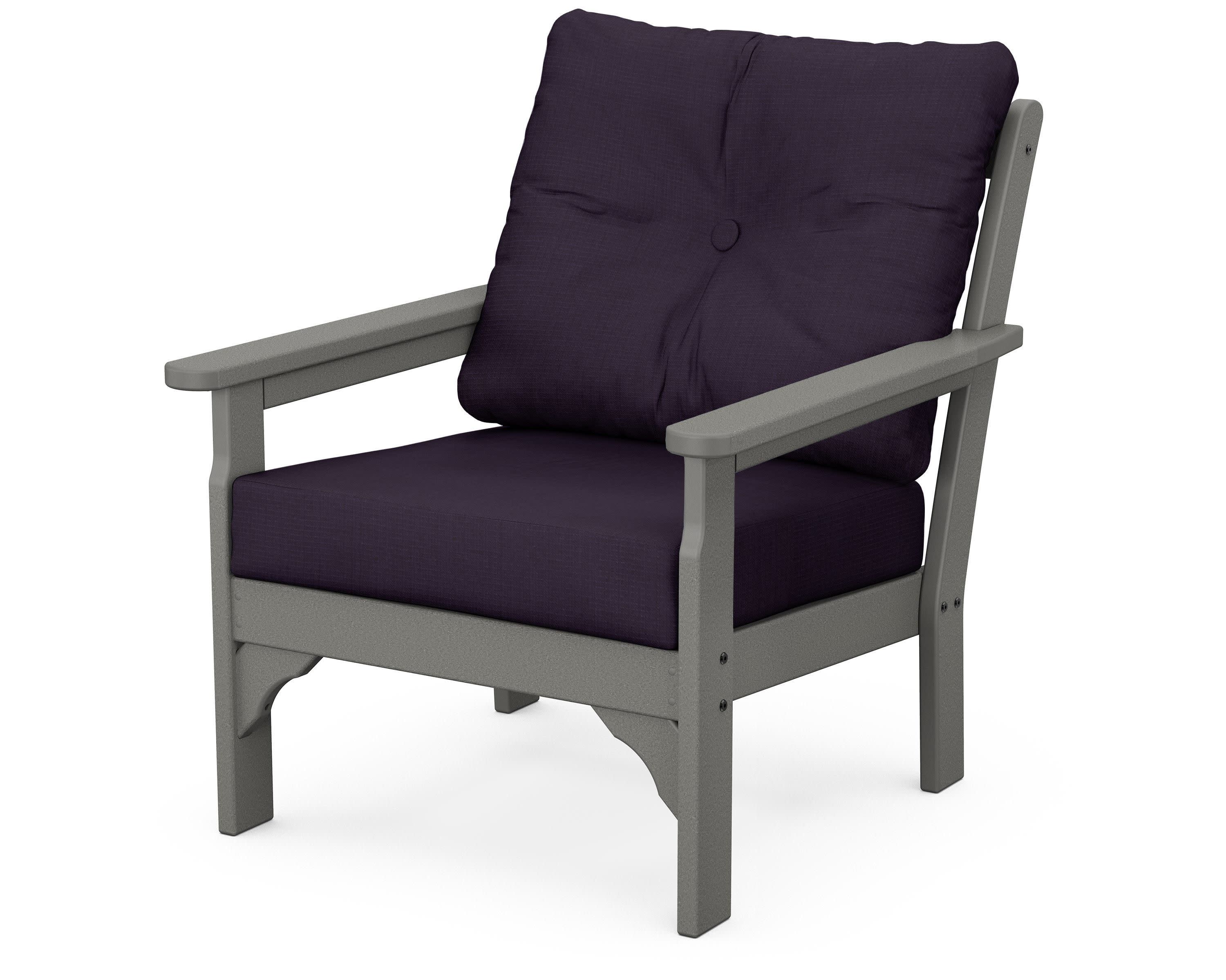 Vineyard Deep Seating Chair in Slate Grey / Navy Linen