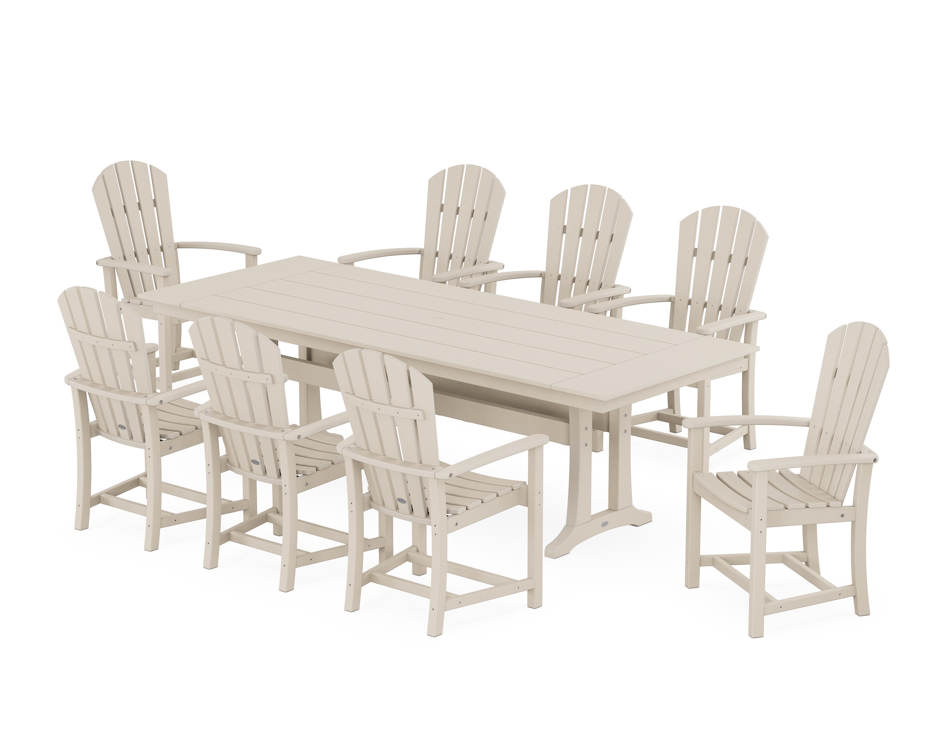Palm Coast 9-Piece Farmhouse Dining Set with Trestle Legs in Sand