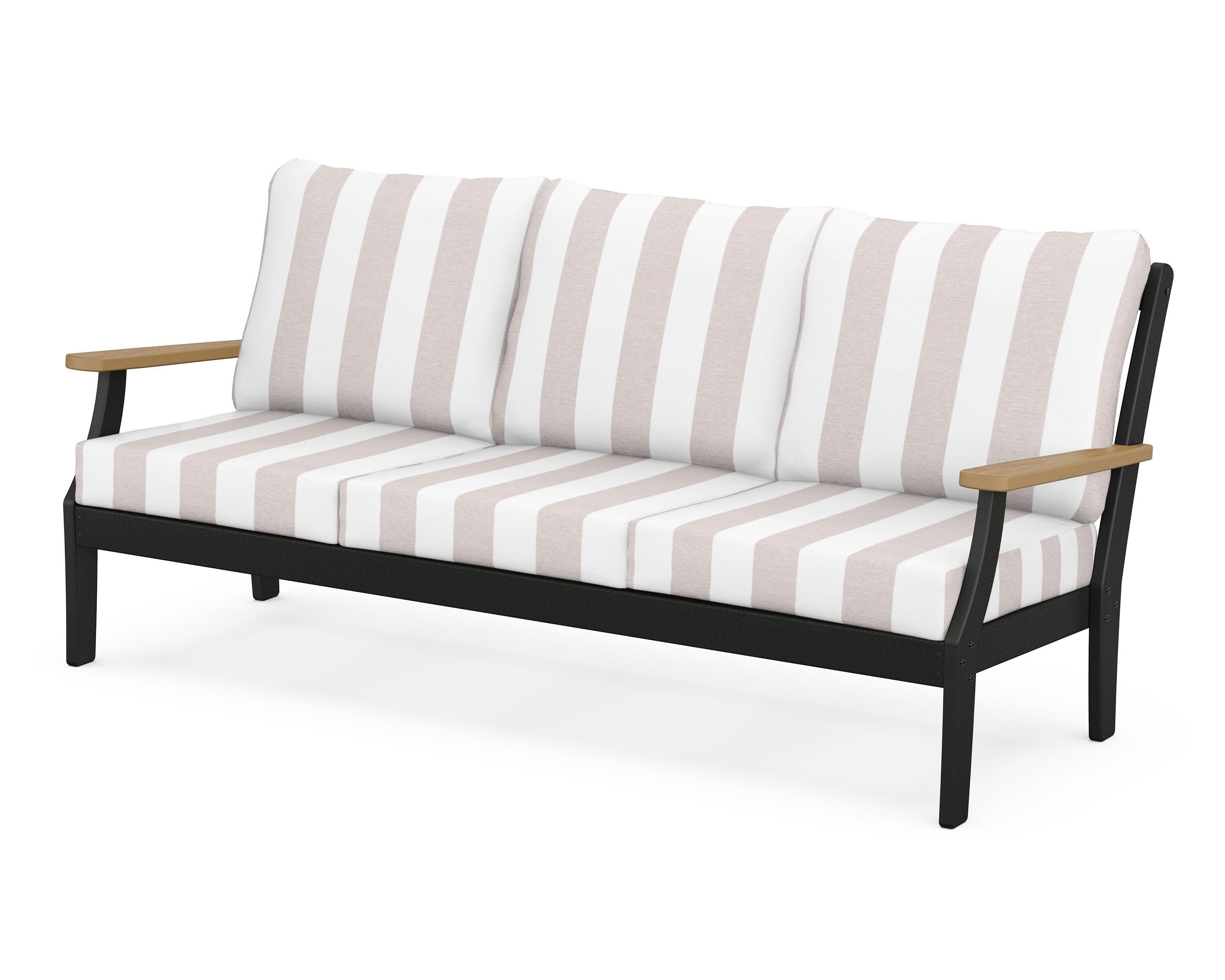 Braxton Deep Seating Sofa in Black / Natural / Cabana Stripe Dune Burlap