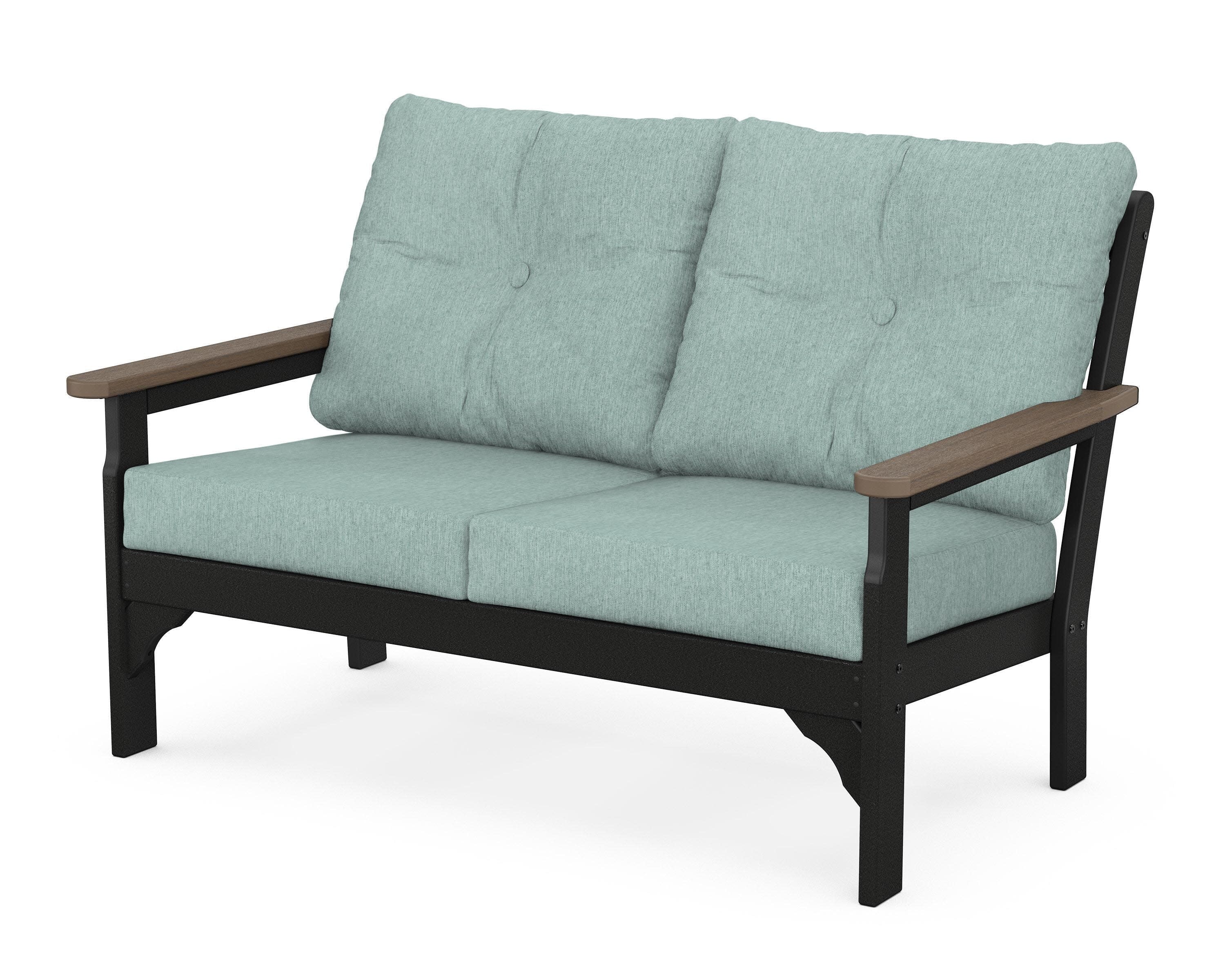 Vineyard Deep Seating Loveseat in Black / Kona / Glacier Spa