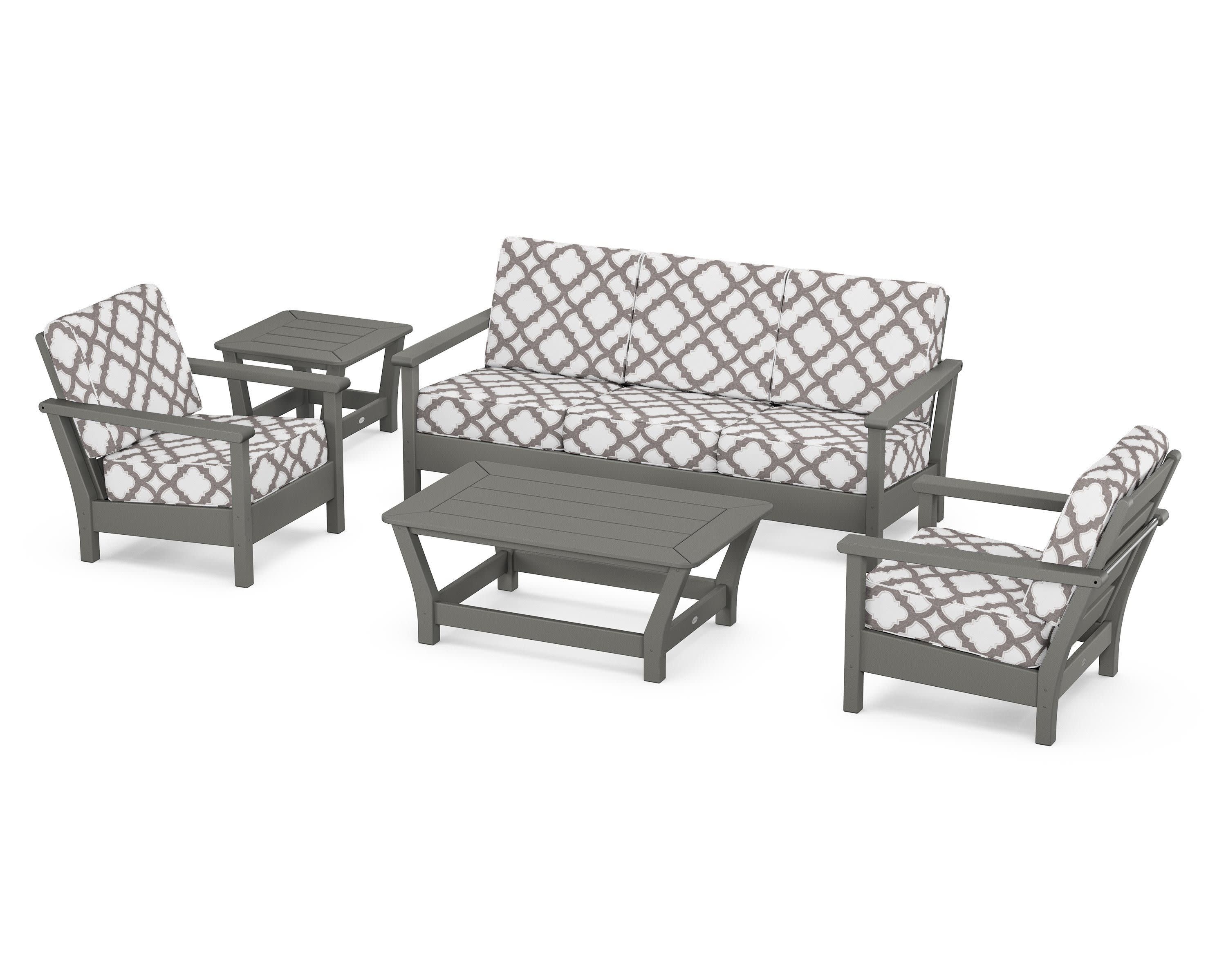Harbour 5-Piece Deep Seating Set in Slate Grey / Trellis Grey Mist