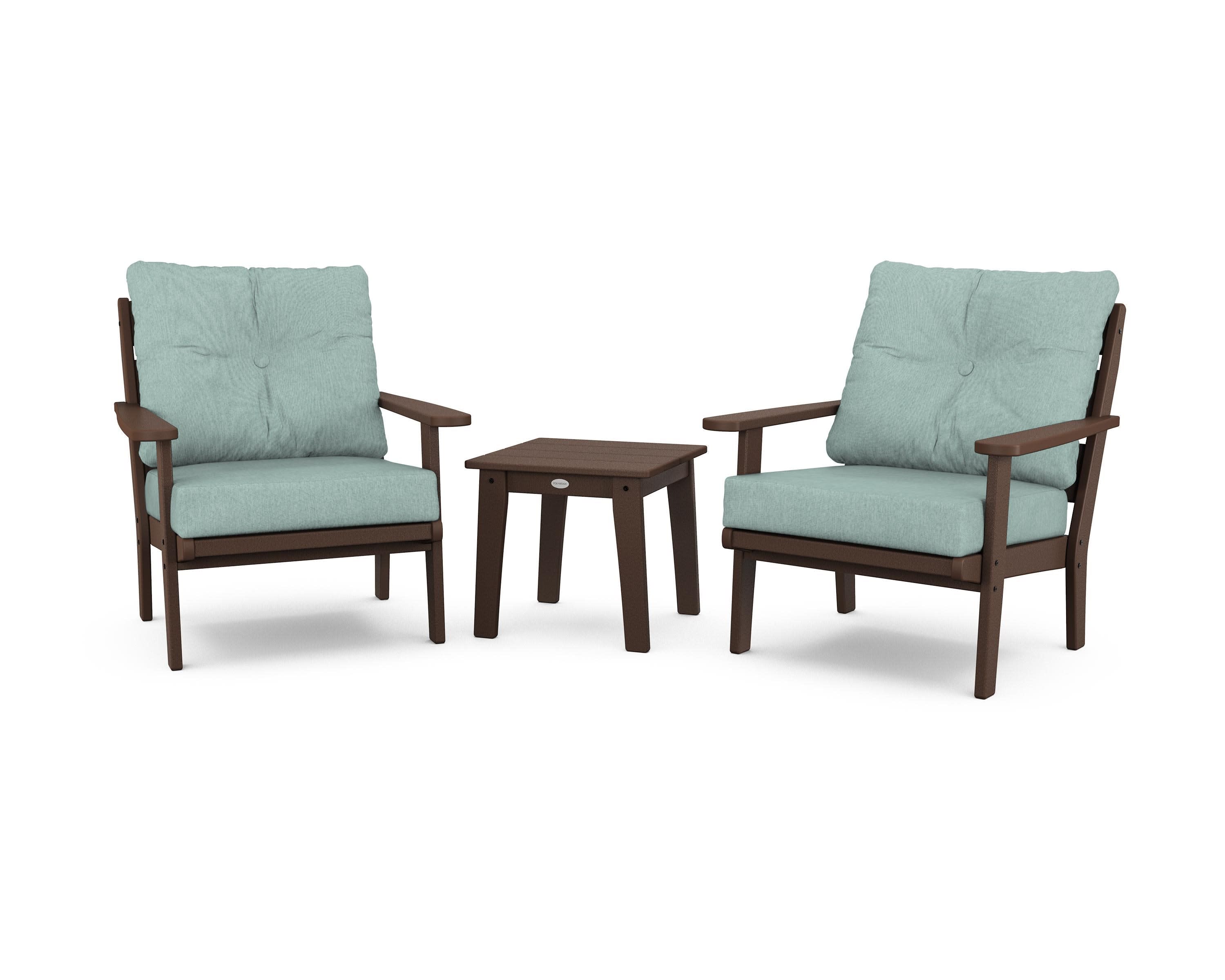 Lakeside 3-Piece Deep Seating Chair Set in Mahogany / Glacier Spa