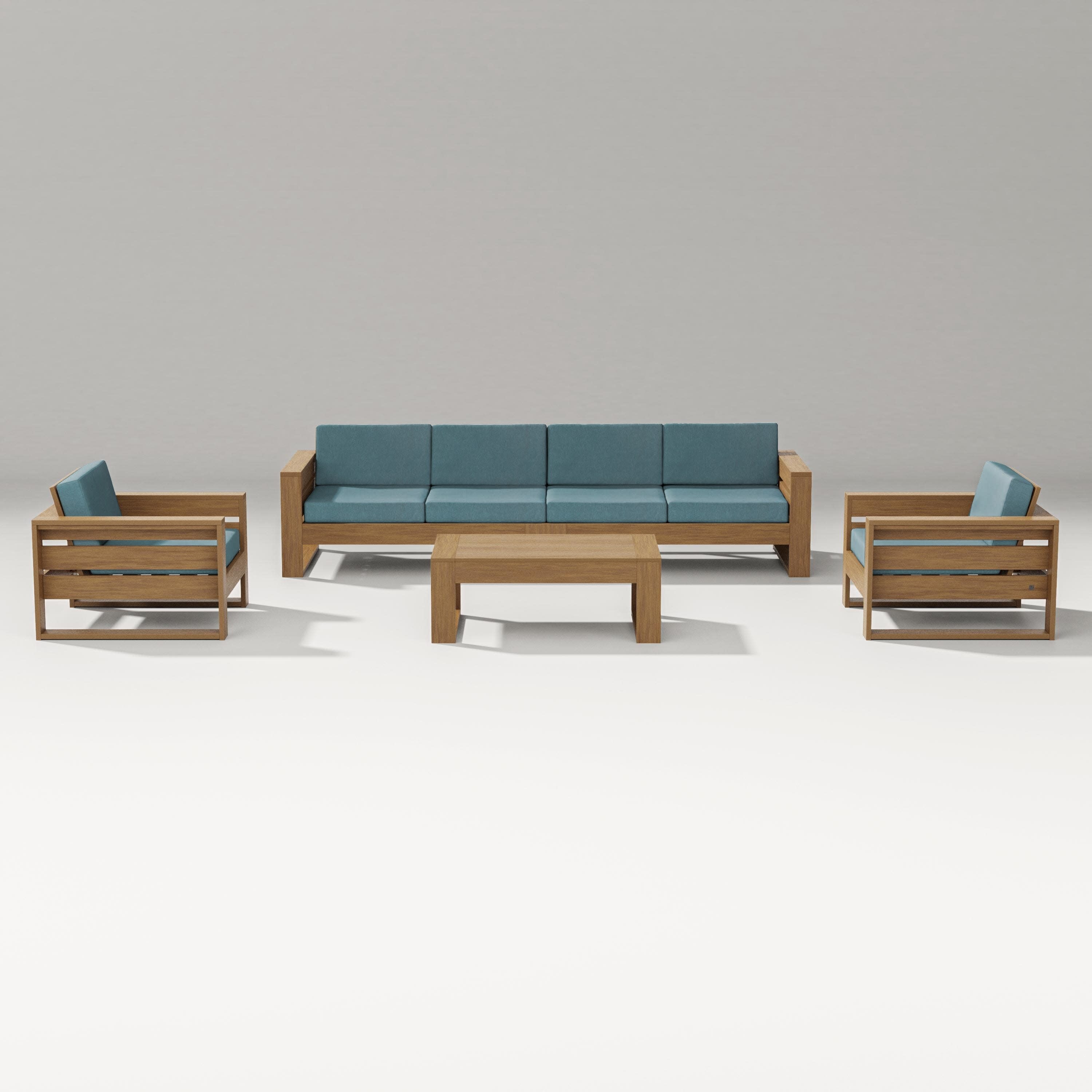 Latitude 5-Piece Lounge Sofa Set in Natural / Ocean Teal