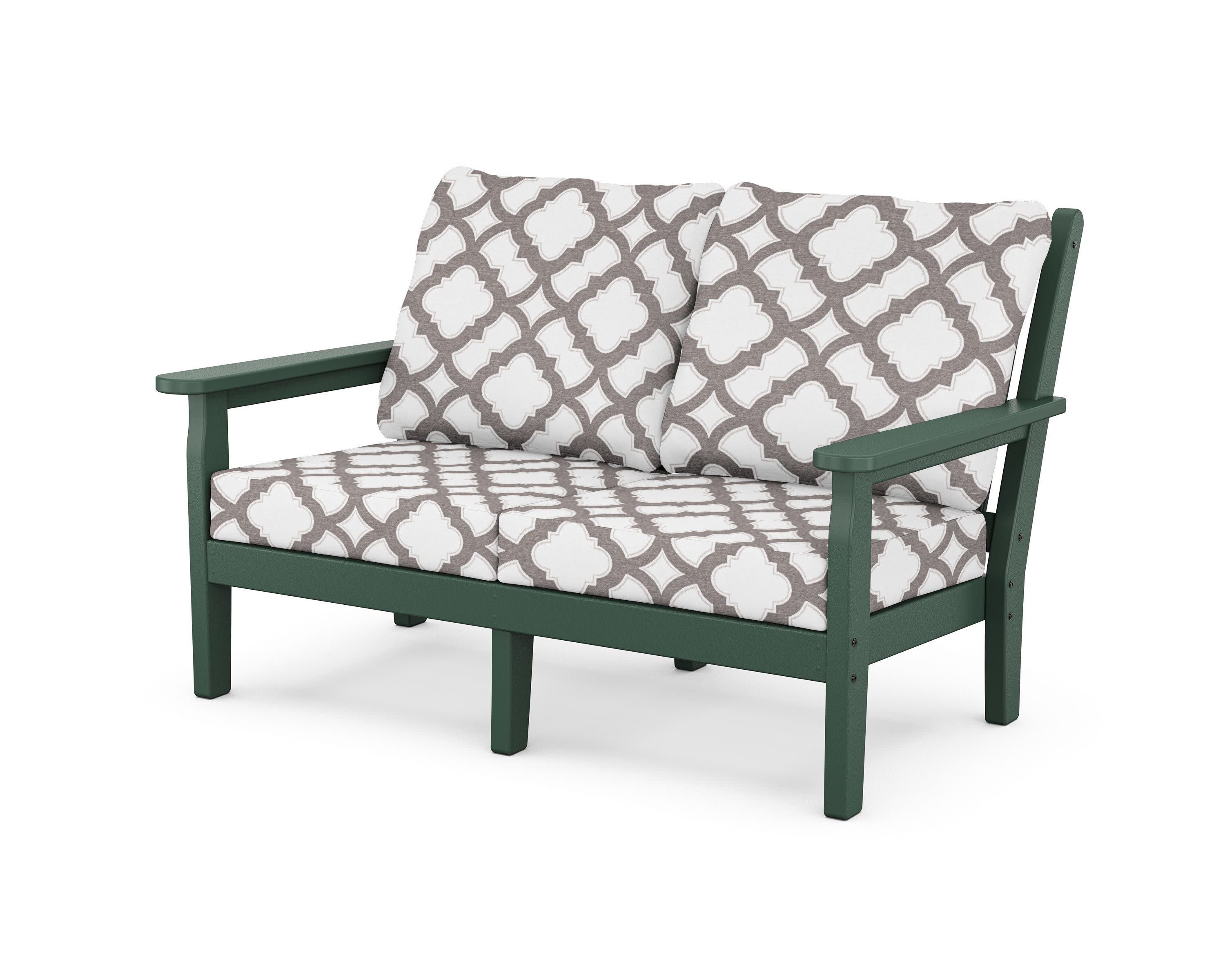 Chippendale Deep Seating Loveseat in Green / Trellis Grey Mist